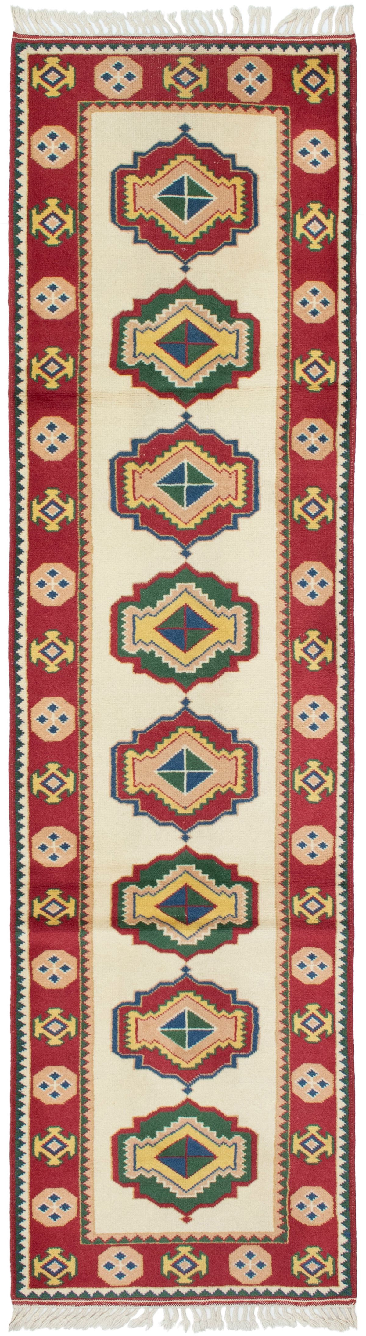 Hand-knotted Antique Shiravan Cream, Red Wool Rug 2'8" x 9'10" Size: 2'7" x 9'10"  