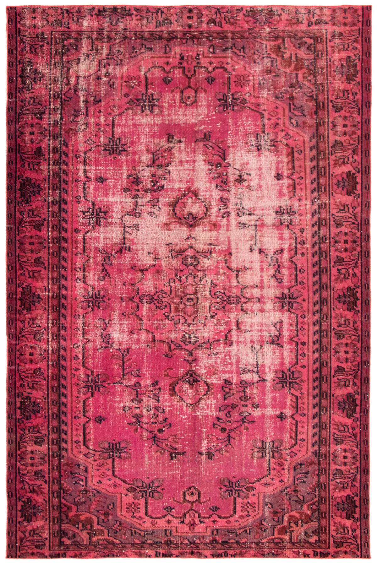 Hand-knotted Color Transition Dark Pink Wool Rug 5'11" x 9'1" Size: 5'11" x 9'1"  