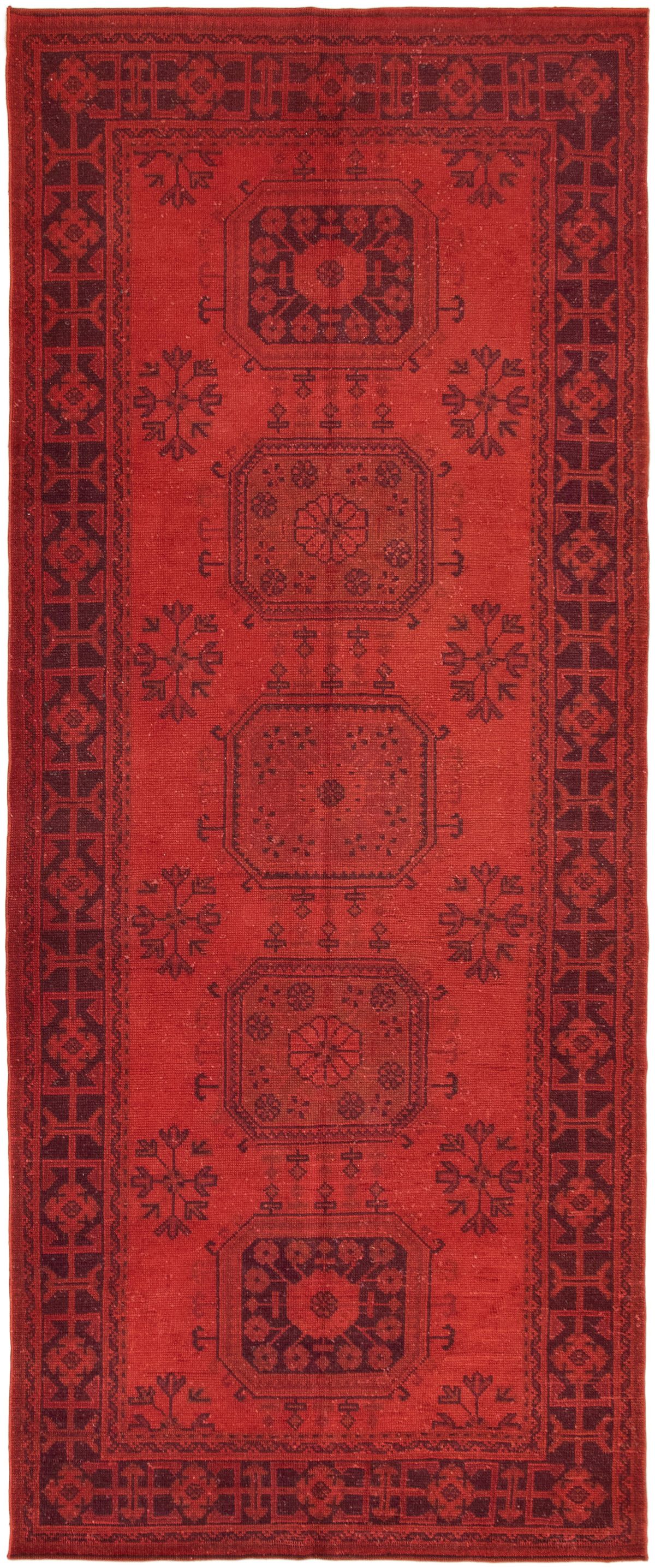 Hand-knotted Color Transition Dark Red Wool Rug 4'6" x 11'0" Size: 4'6" x 11'0"  