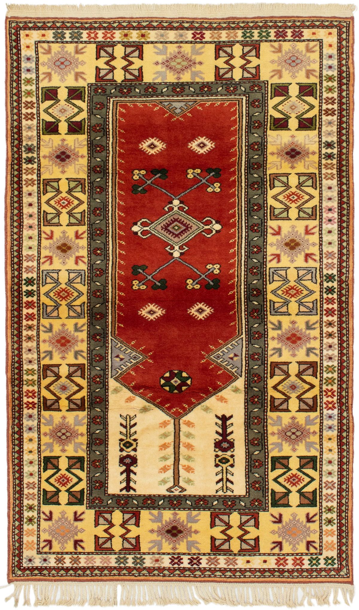 Hand-knotted Ushak Dark Copper Wool Rug 3'10" x 6'6" Size: 3'10" x 6'6"  