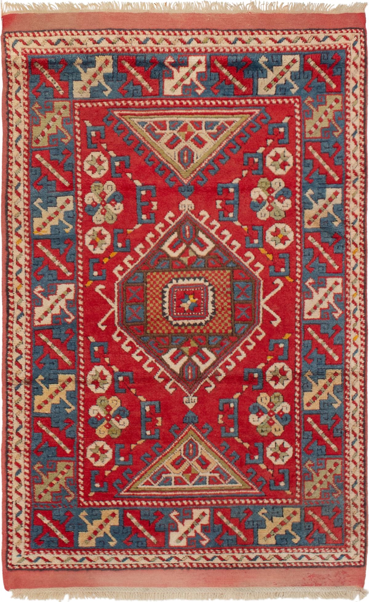Hand-knotted Antique Shiravan Red Wool Rug 4'3" x 6'8" Size: 4'3" x 6'8"  