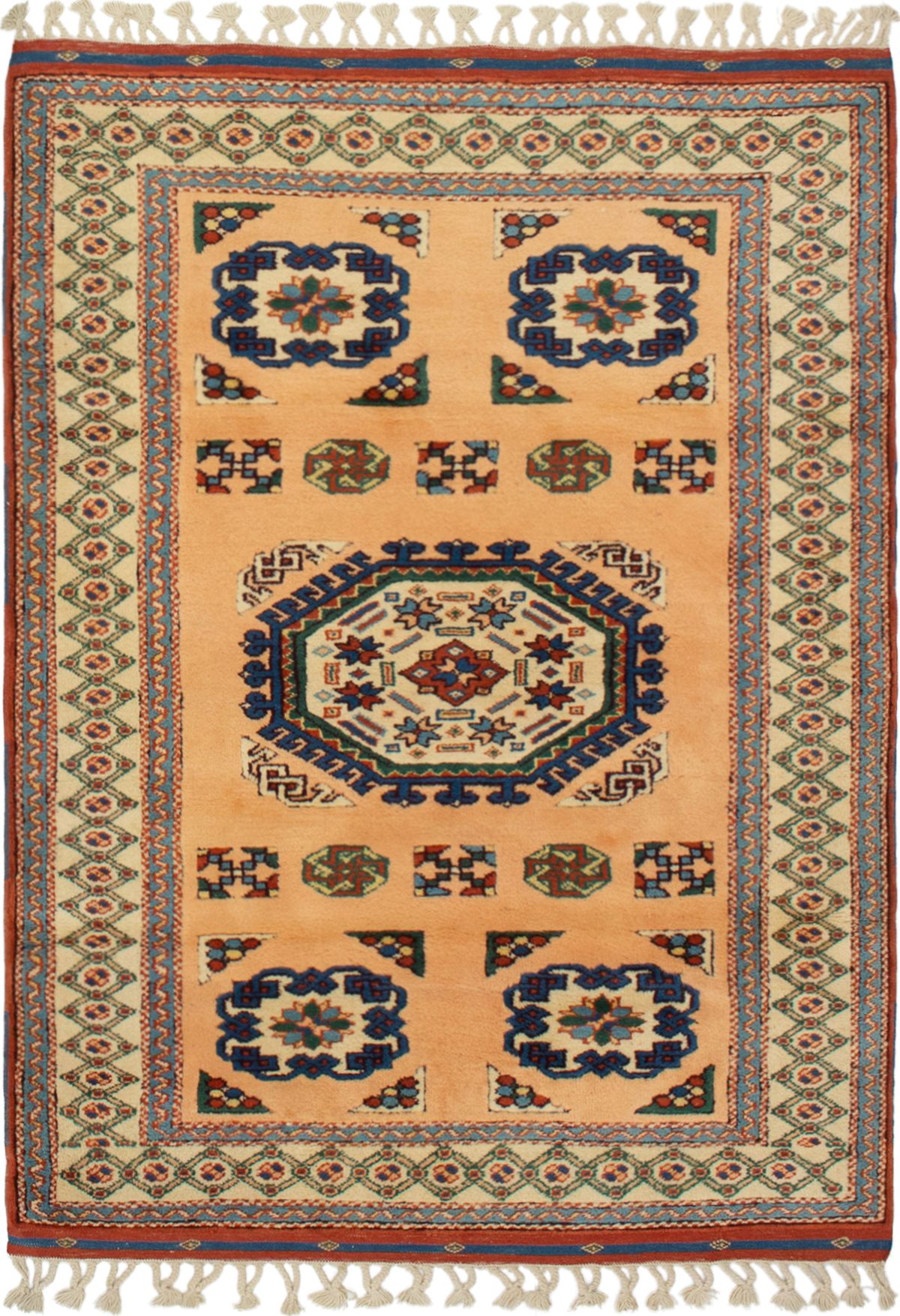 Hand-knotted Antique Shiravan Tan Wool Rug 4'1" x 5'9" Size: 4'1" x 5'9"  