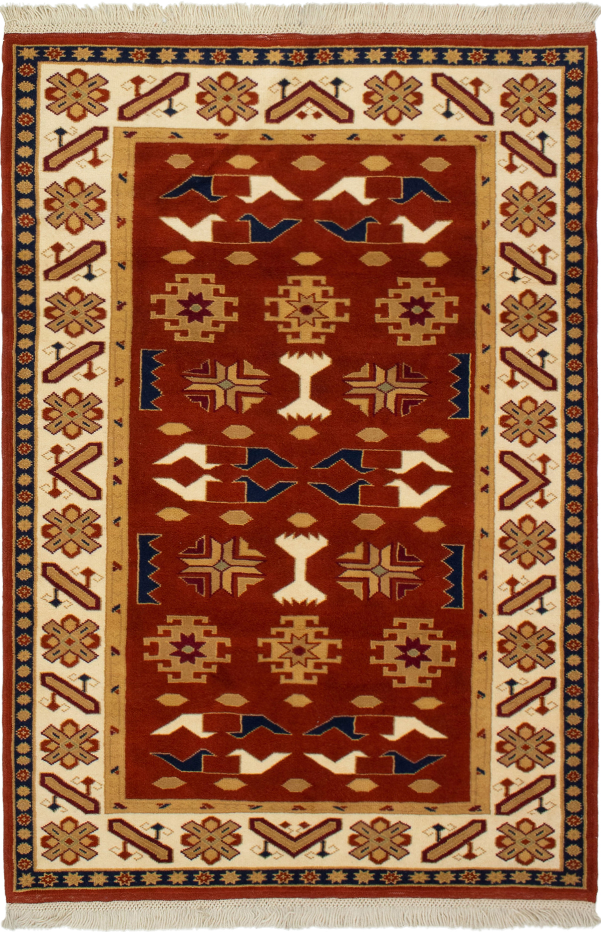 Hand-knotted Ushak Dark Copper Wool Rug 4'2" x 6'4" Size: 4'2" x 6'4"  