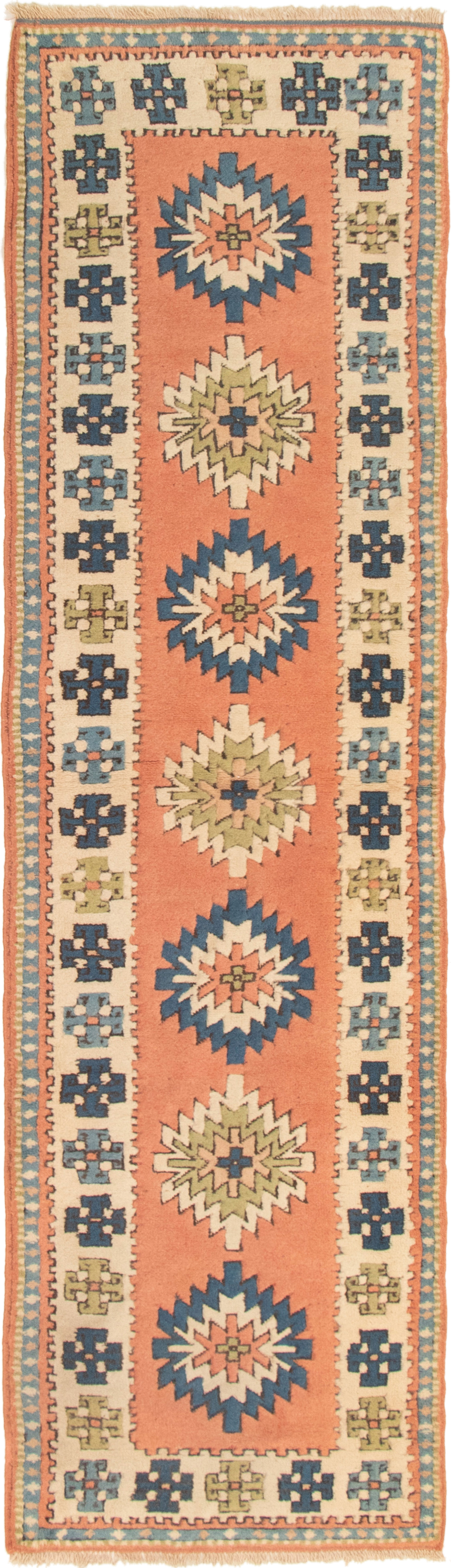 Hand-knotted Ushak Copper Wool Rug 2'8" x 9'5" Size: 2'8" x 9'5"  