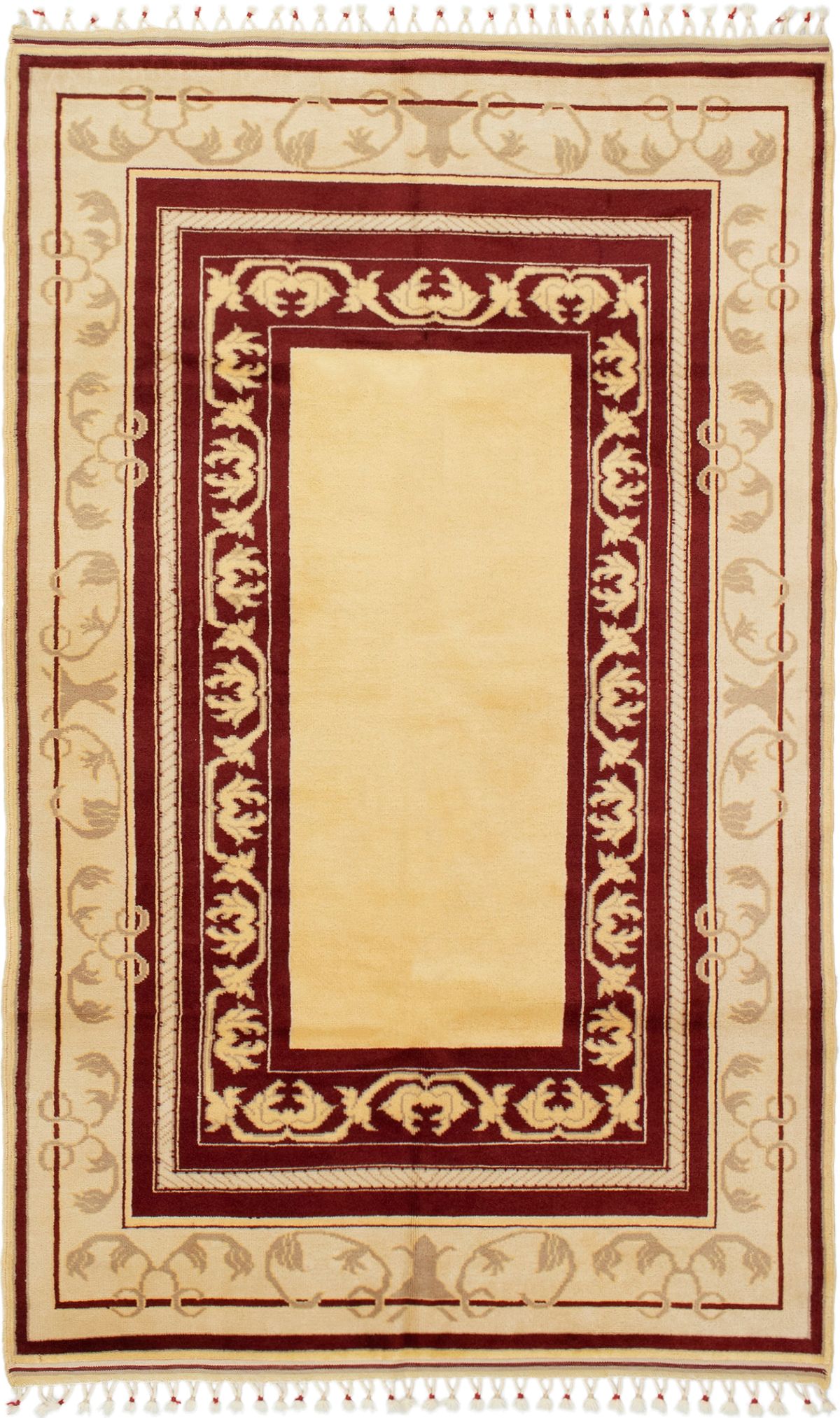 Hand-knotted Melis Vintage Dark Red, Ivory Wool Rug 5'1" x 8'4" Size: 5'1" x 8'4"  
