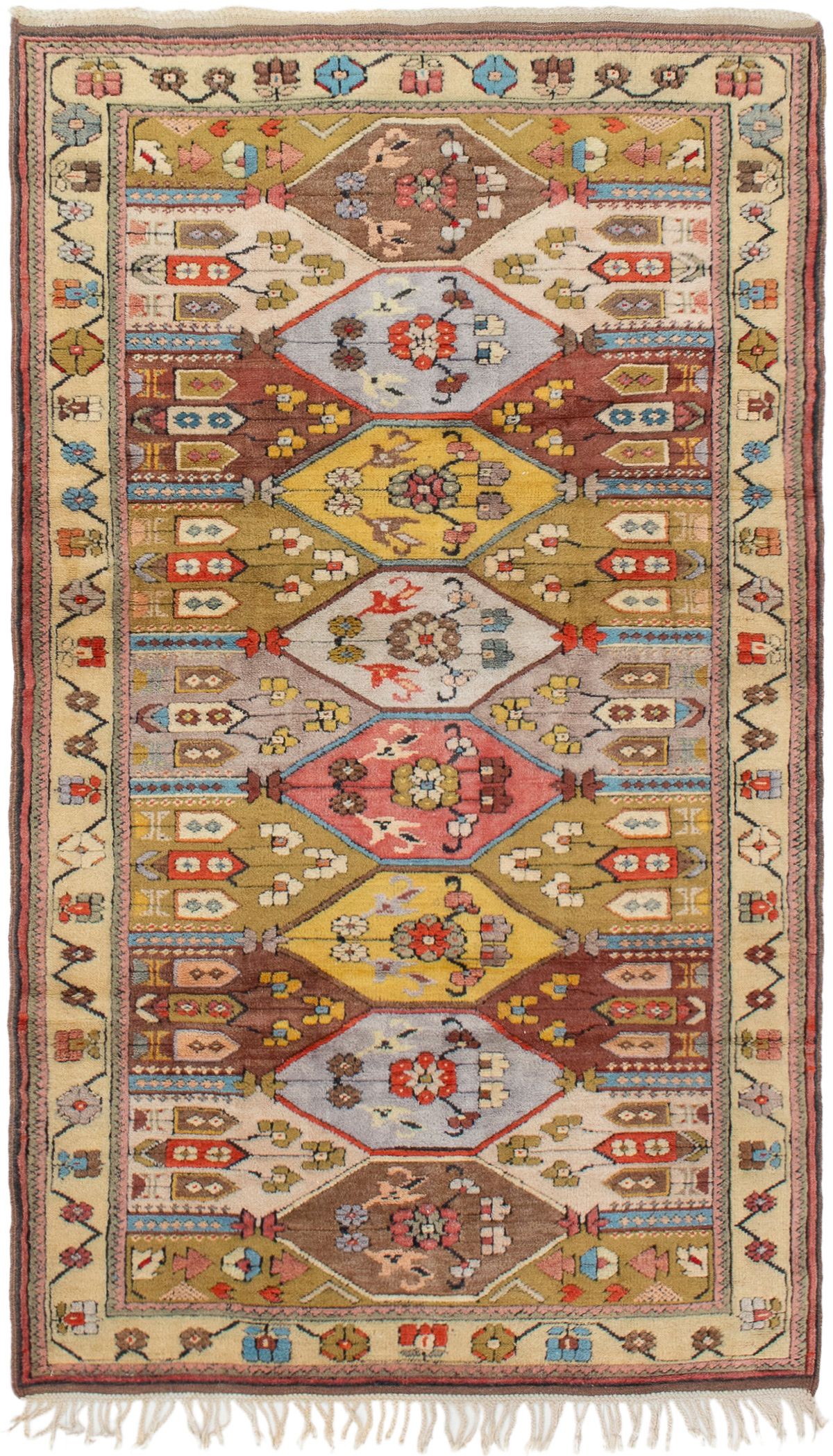 Hand-knotted Antique Shiravan Brown, Tan Wool Rug 3'11" x 6'8" Size: 3'11" x 6'8"  