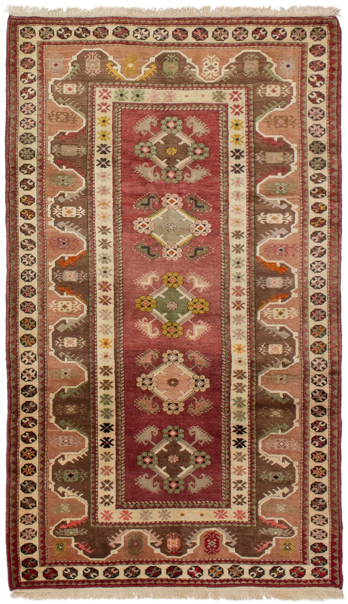 Hand-knotted Ushak Dark Copper Wool Rug 4'3" x 7'1" Size: 4'3" x 7'1"  