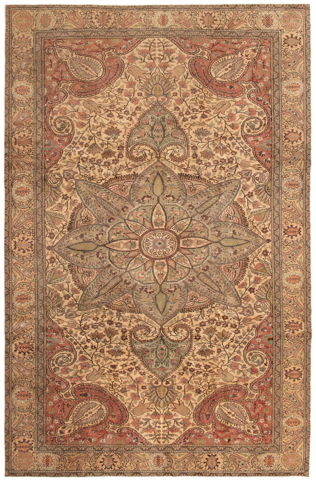 Hand-knotted Keisari Vintage Ivory Wool Rug 6'2" x 9'10" Size: 6'2" x 9'10"  