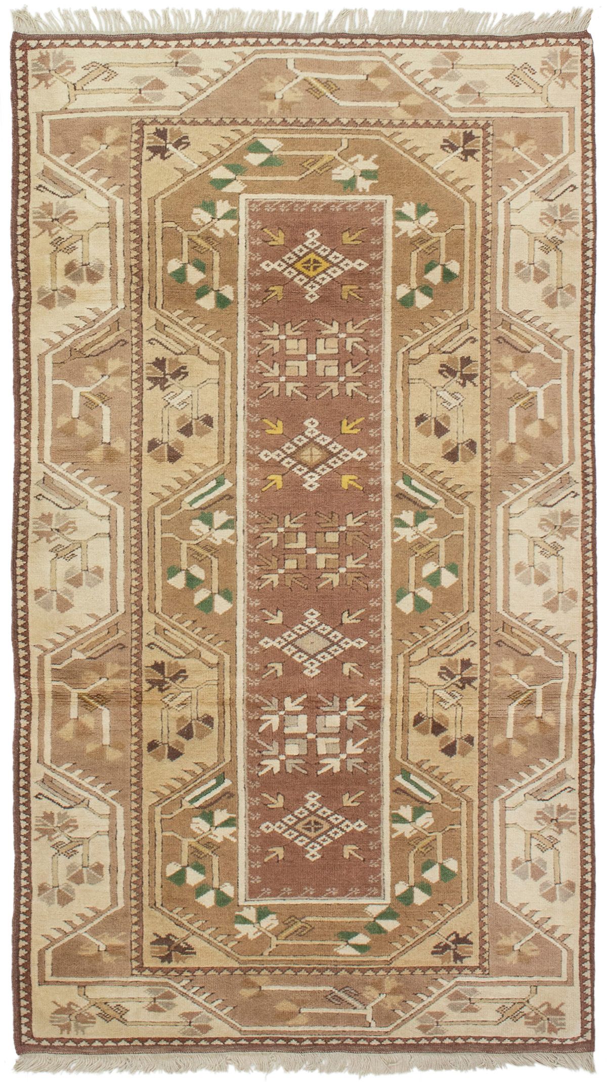 Hand-knotted Ushak Brown Wool Rug 3'10" x 6'7" Size: 3'10" x 6'7"  