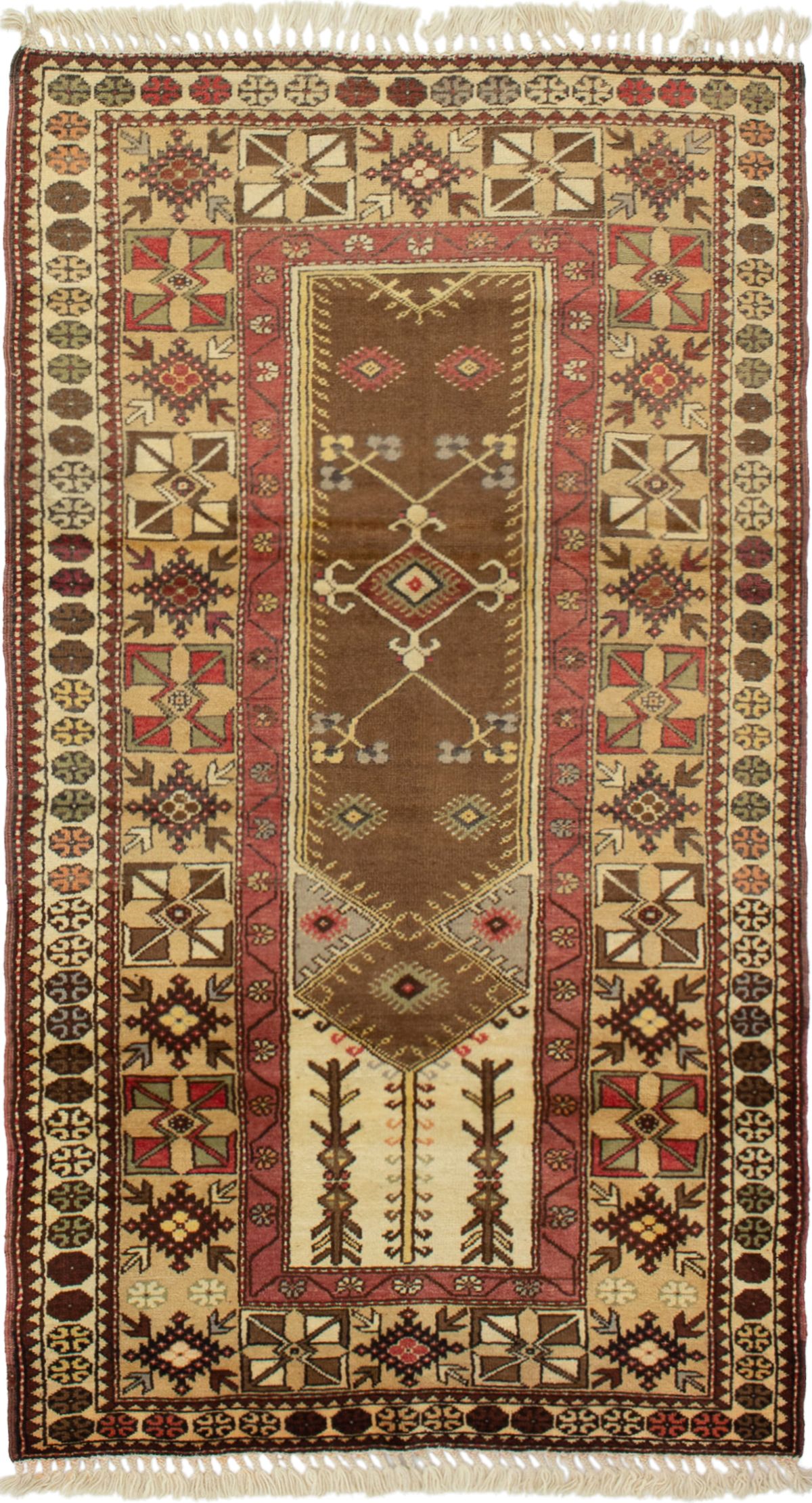 Hand-knotted Anatolian Vintage Brown Wool Rug 4'0" x 7'4" Size: 4'0" x 7'4"  