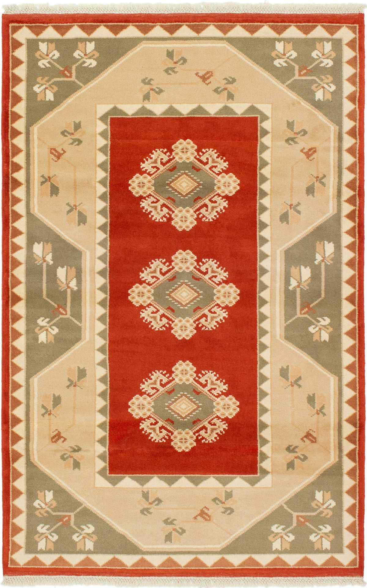 Hand-knotted Anatolian Vintage Dark Copper, Tan Wool Rug 3'11" x 6'1" Size: 3'11" x 6'1"  