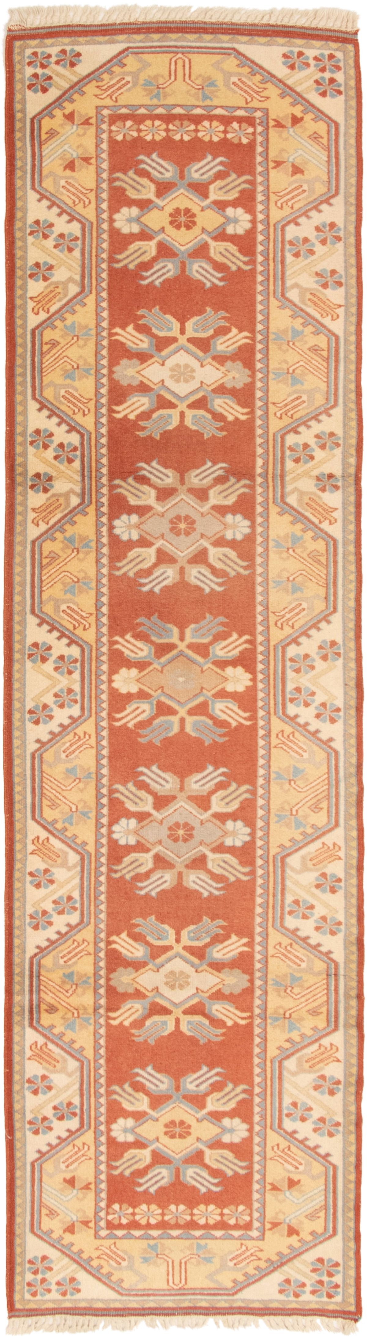 Hand-knotted Ushak Dark Copper Wool Rug 2'7" x 10'0" Size: 2'7" x 10'0"  