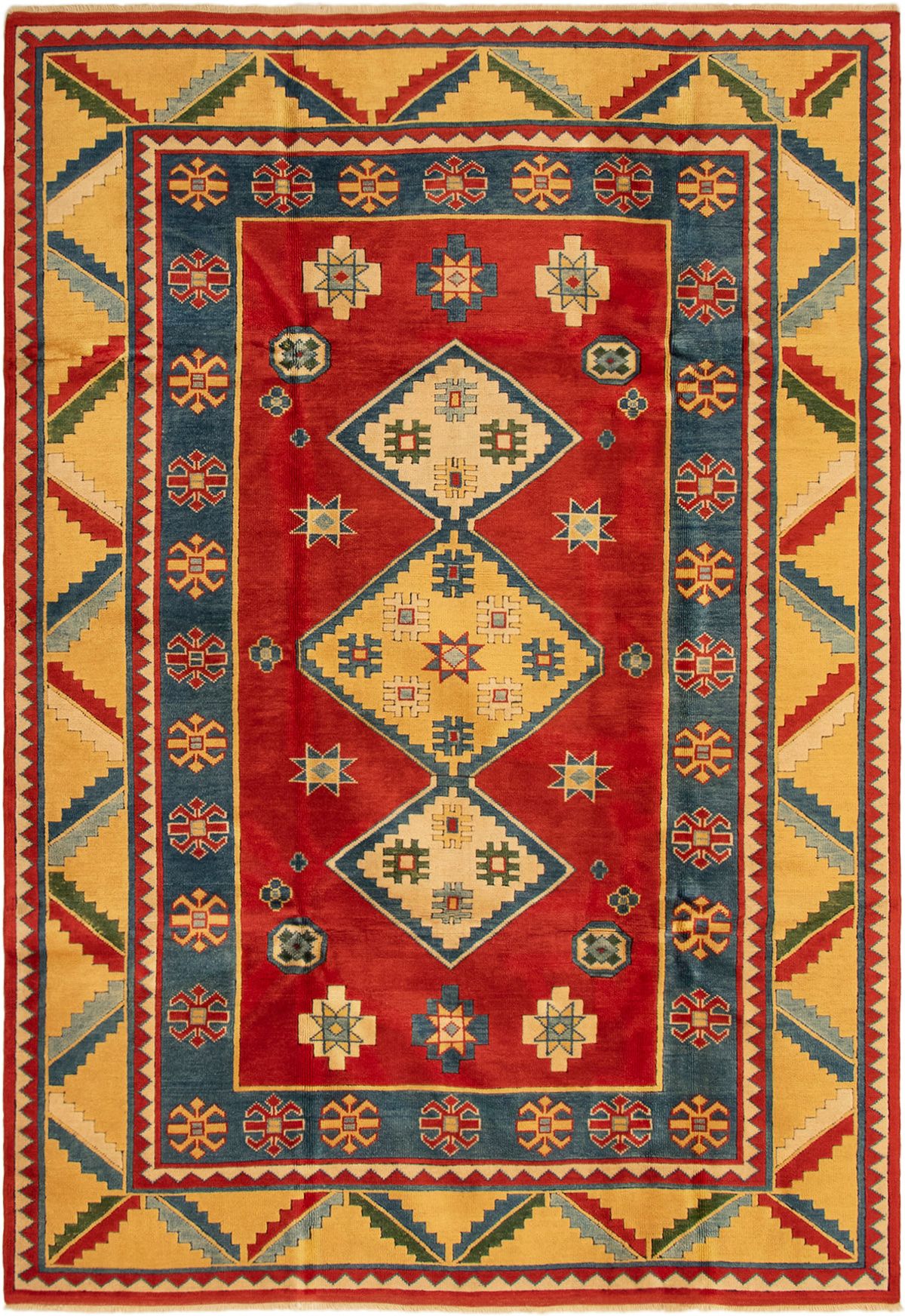Hand-knotted Antique Shiravan Red Wool Rug 6'4" x 9'1" Size: 6'4" x 9'1"  