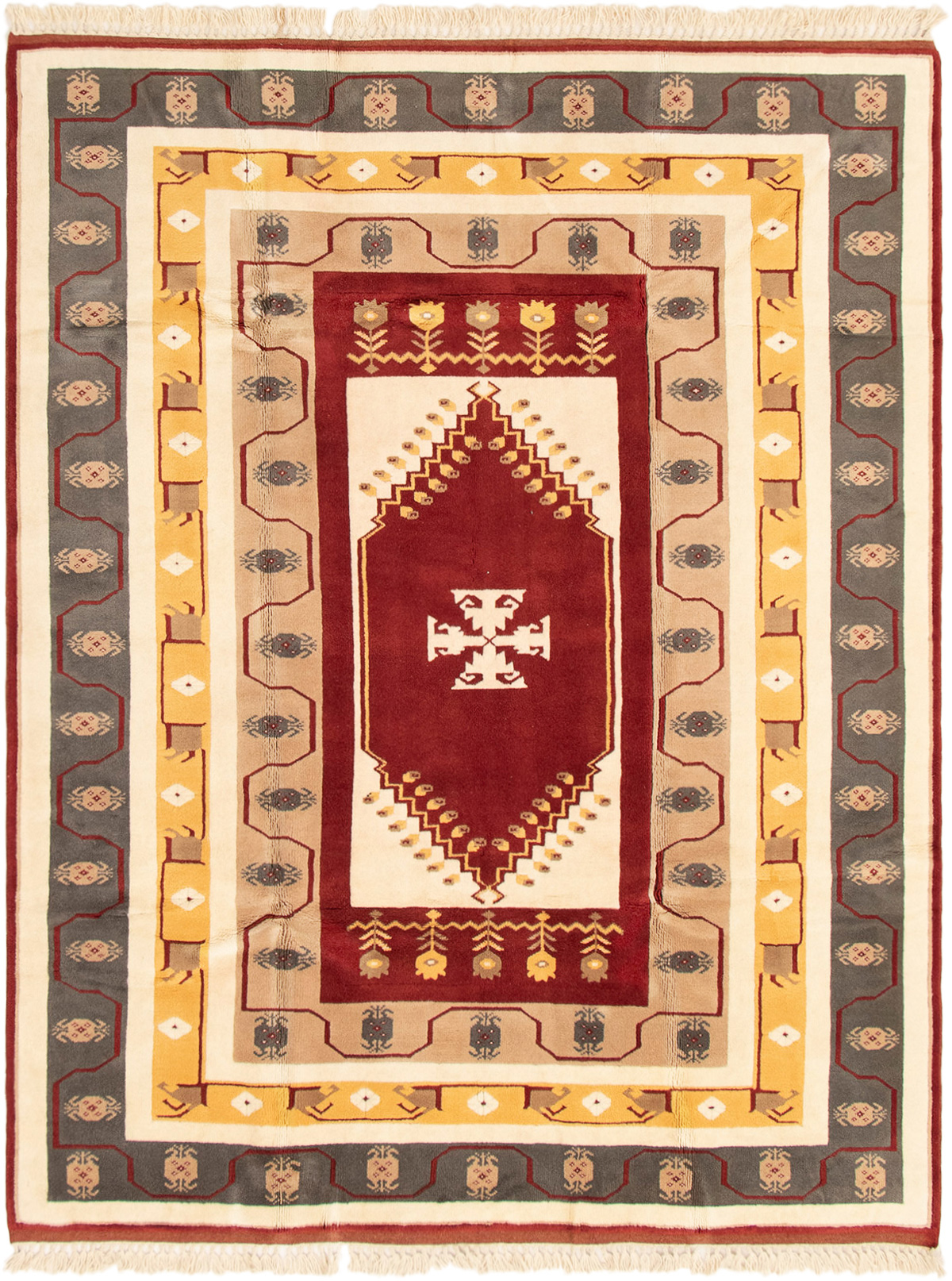 Hand-knotted Antique Shiravan Dark Red Wool Rug 6'5" x 8'2" Size: 6'5" x 8'2"  