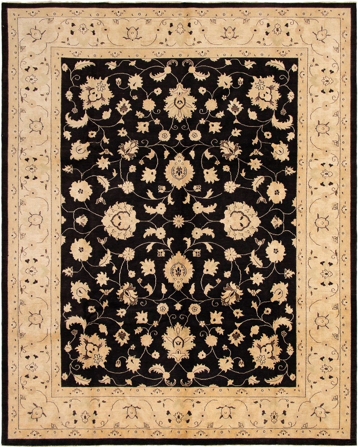 Hand-knotted Peshawar Oushak Black Wool Rug 9'5" x 11'10" Size: 9'5" x 11'10"  