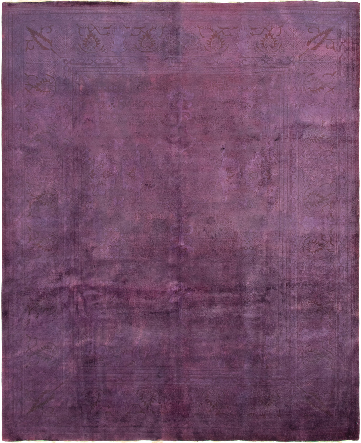 Hand-knotted Color Transition Dark Magenta,  Wool Rug 9'0" x 10'10" Size: 9'0" x 10'10"  