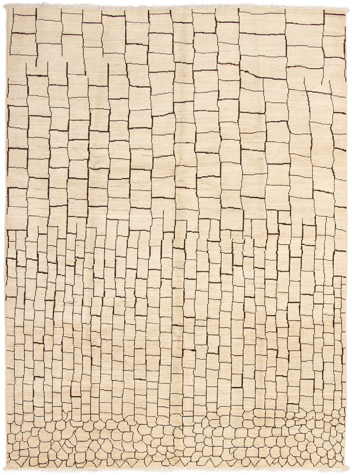 Hand-knotted Tangier Cream Wool Rug 8'10" x 11'10" Size: 8'10" x 11'10"  