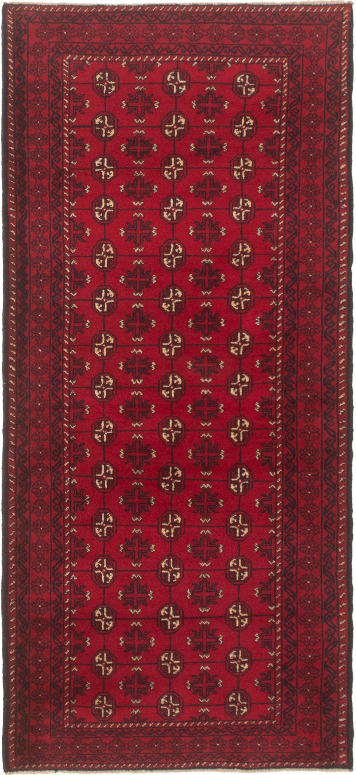 Hand-knotted Rizbaft Red Wool Rug 2'11" x 6'5"  Size: 2'11" x 6'5"  