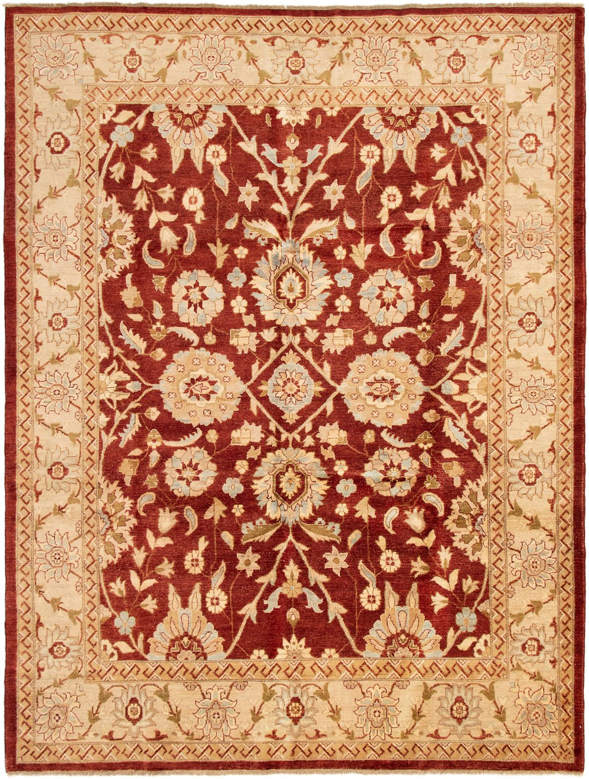 Hand-knotted Peshawar Oushak Dark Red Wool Rug 8'10" x 11'7" Size: 8'10" x 11'7"  