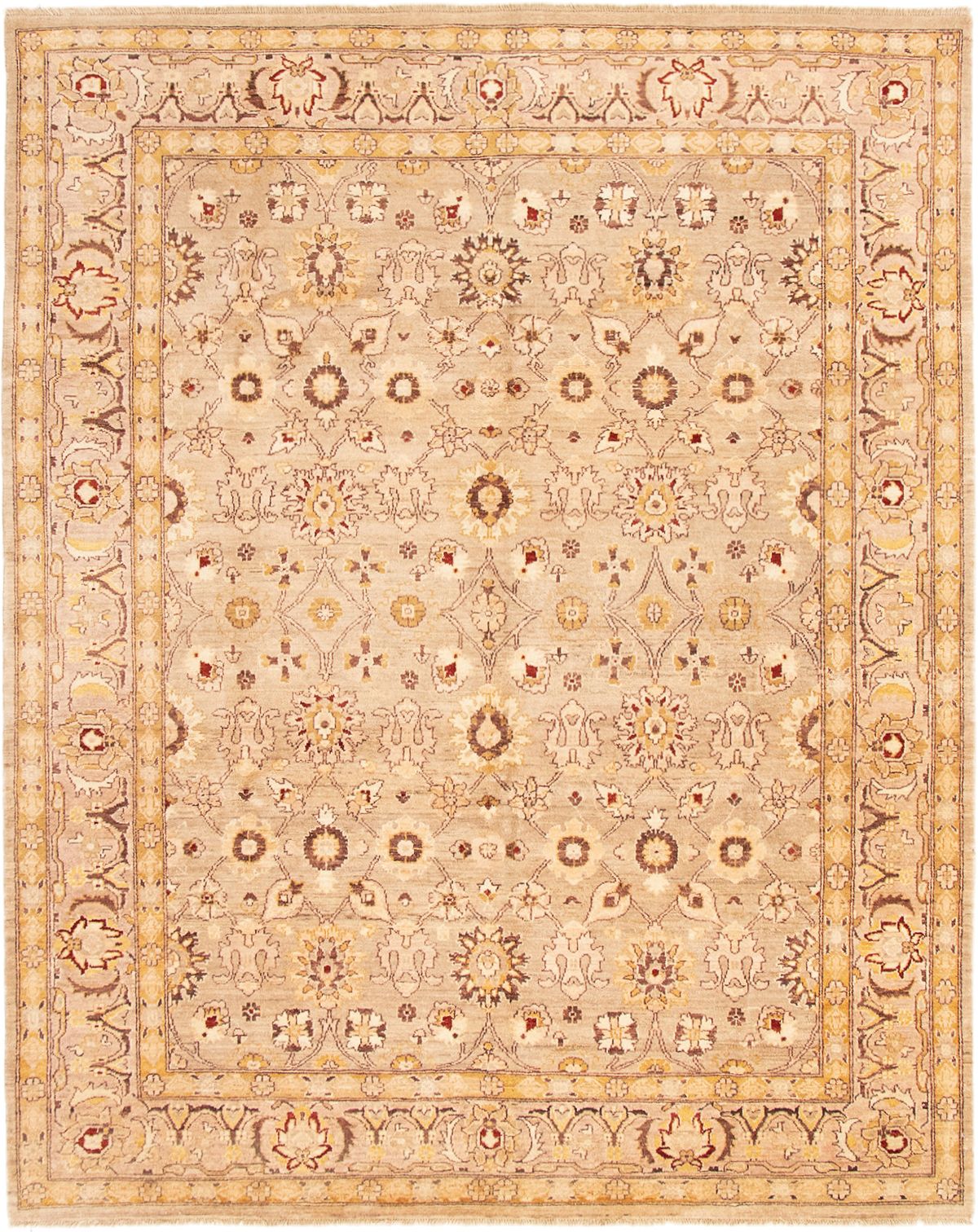 Hand-knotted Chobi Finest Tan Wool Rug 7'10" x 10'0" Size: 7'10" x 10'0"  