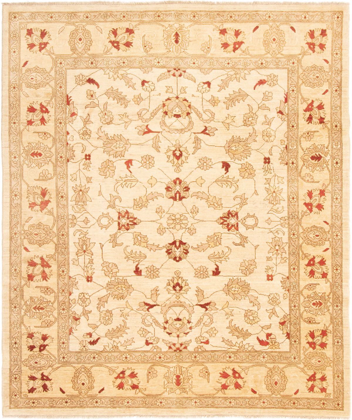 Hand-knotted Chobi Finest Cream Wool Rug 8'3" x 9'10"  Size: 8'3" x 9'10"  