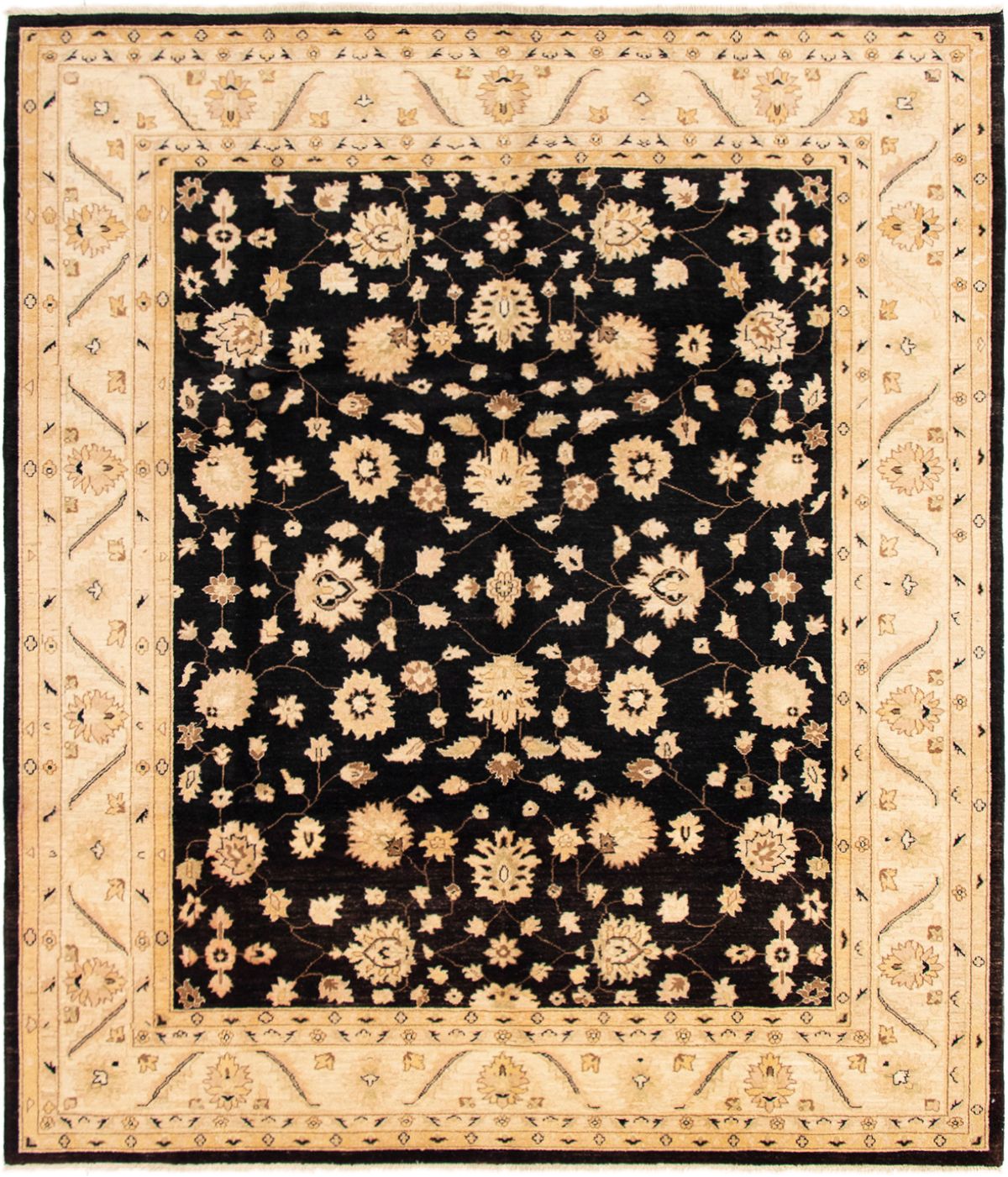 Hand-knotted Chobi Finest Black Wool Rug 8'0" x 9'6" Size: 8'0" x 9'6"  