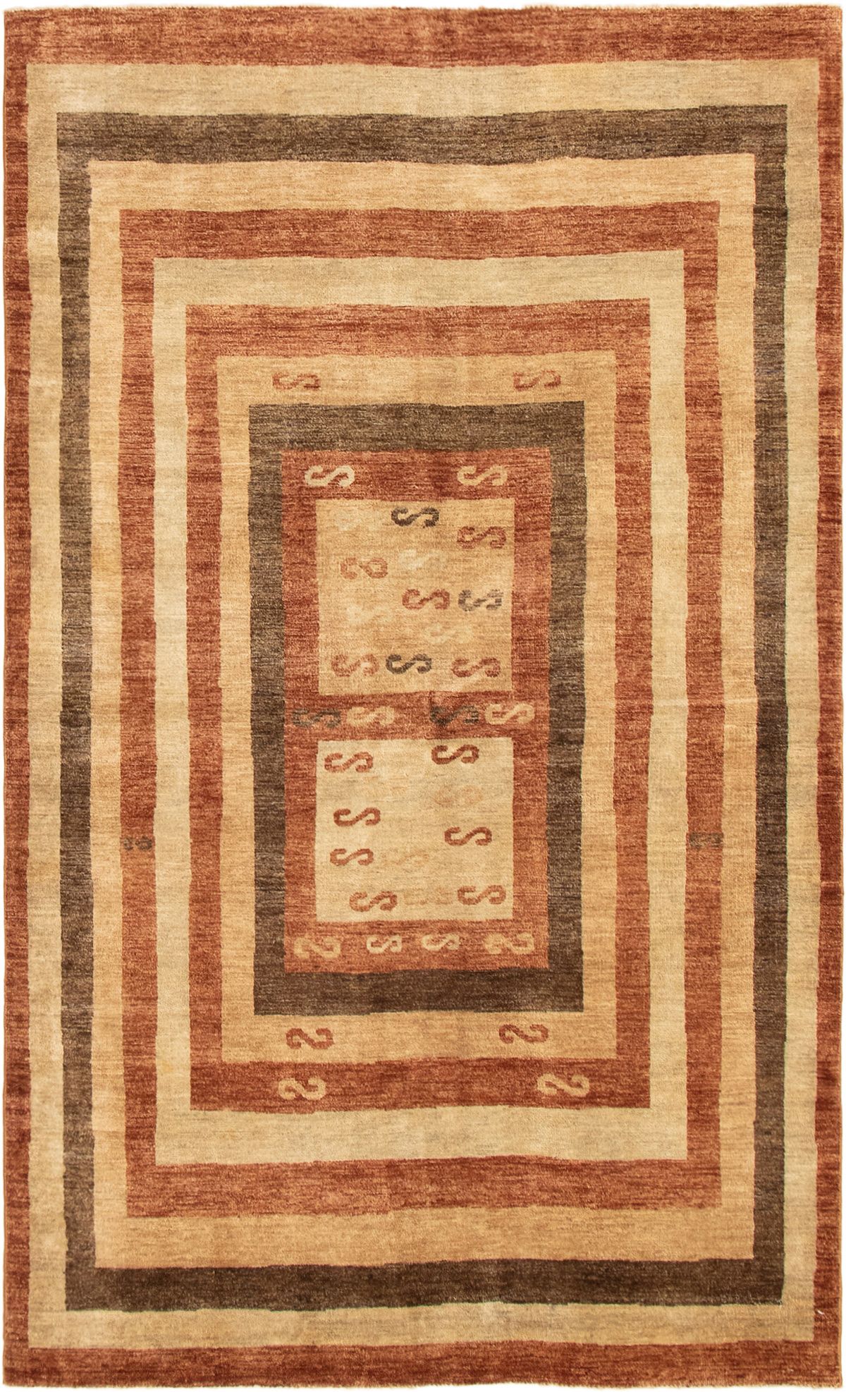 Hand-knotted Finest Ziegler Chobi Brown, Ivory Wool Rug 5'0" x 8'3" Size: 5'0" x 8'3"  