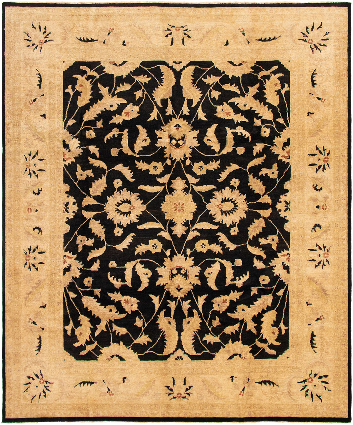 Hand-knotted Chobi Finest Black Wool Rug 7'10" x 9'5" Size: 7'10" x 9'5"  