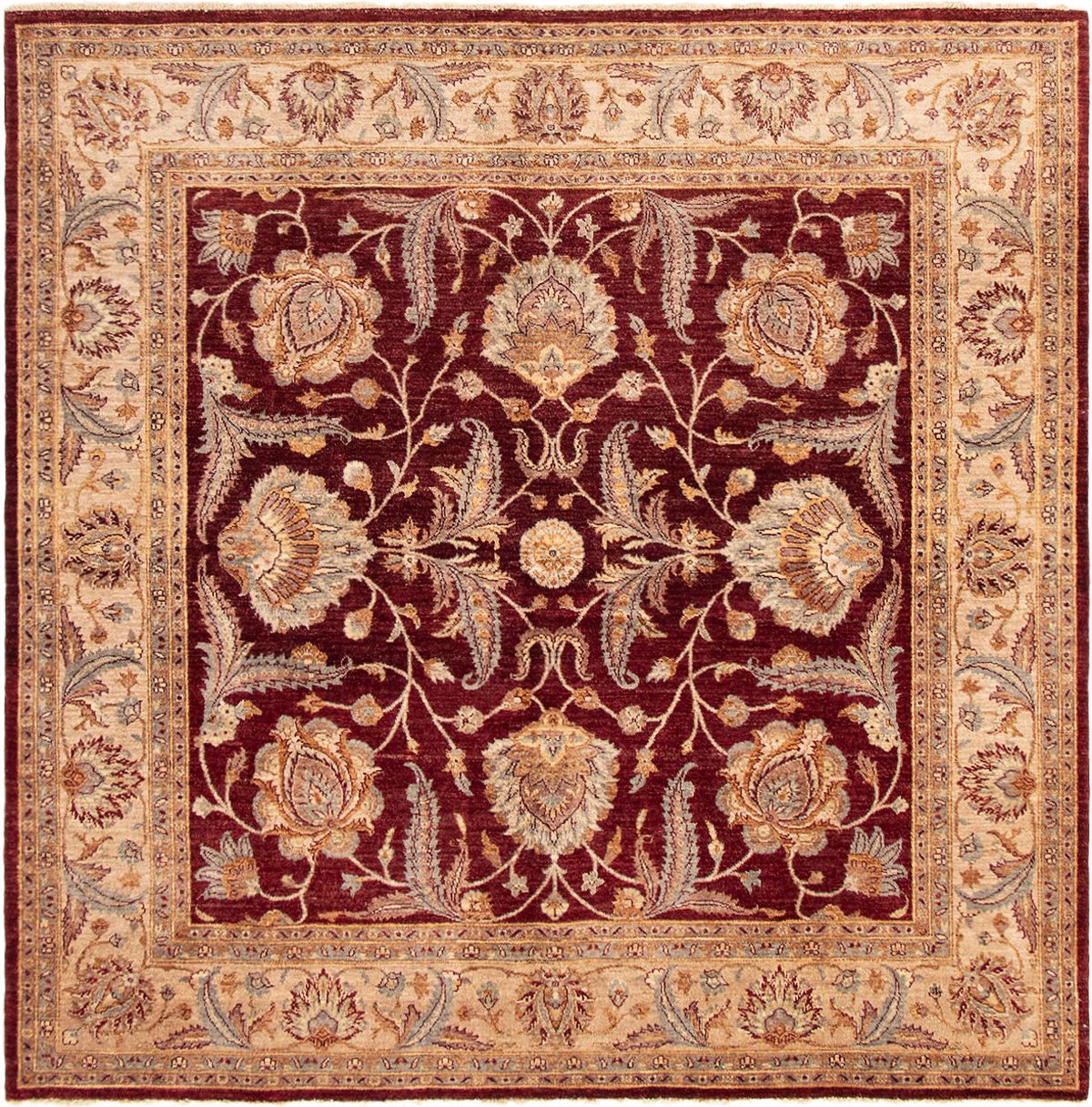 Hand-knotted Chobi Twisted Dark Red Wool Rug 8'1" x 8'3" Size: 8'1" x 8'3"  