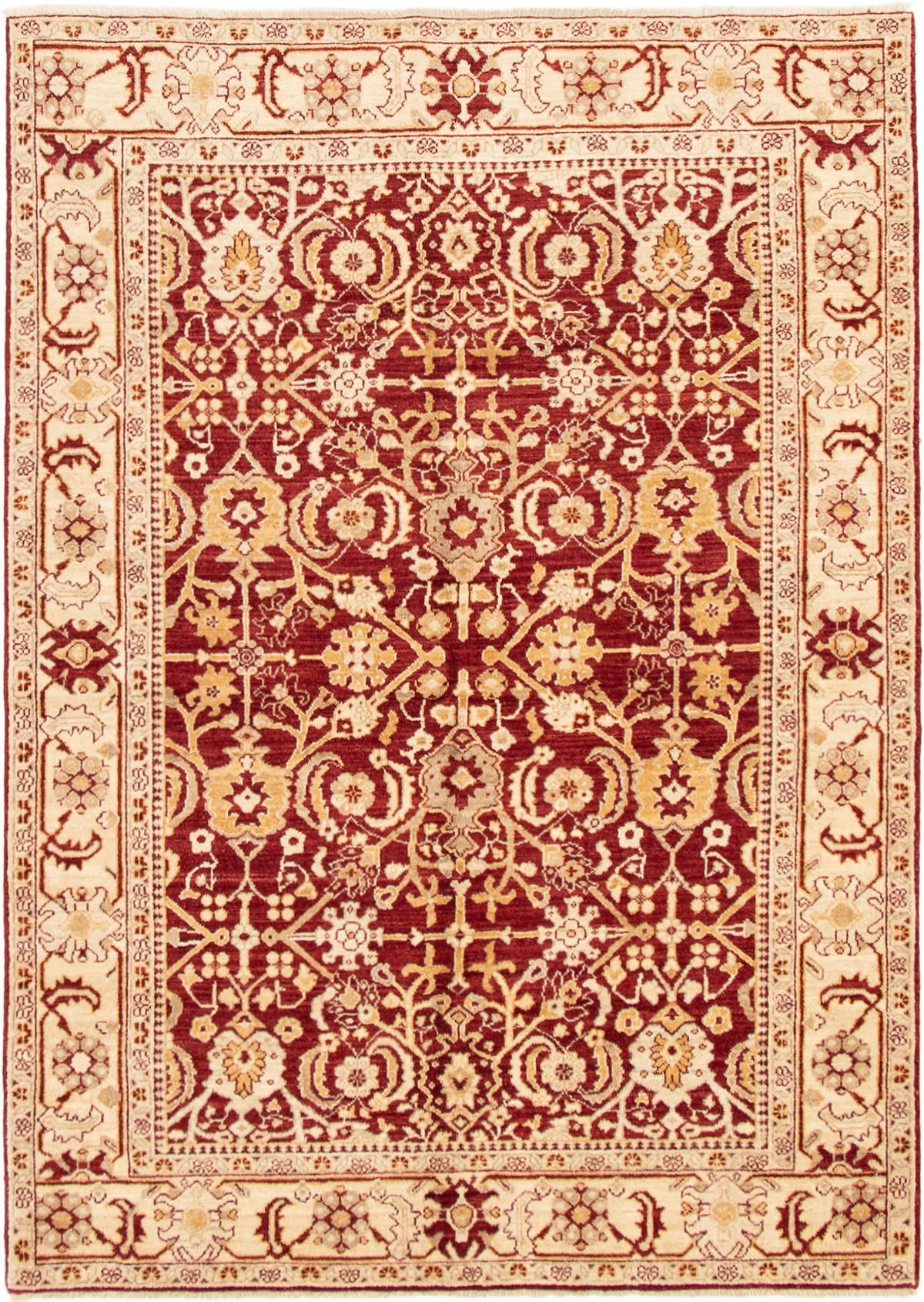 Hand-knotted Chobi Twisted Dark Red Wool Rug 5'6" x 7'8" Size: 5'6" x 7'8"  