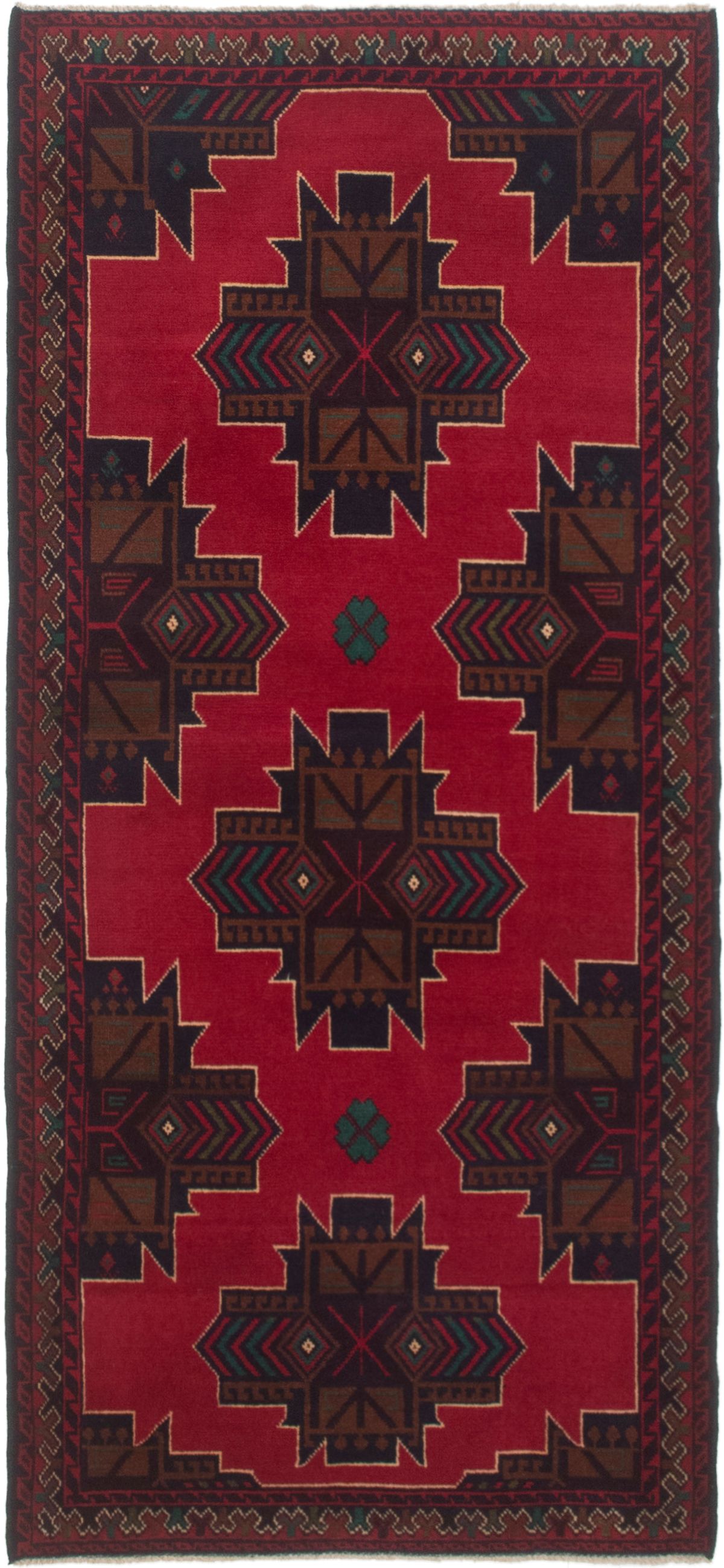 Hand-knotted Teimani Red Wool Rug 2'11" x 6'4"  Size: 2'11" x 6'4"  