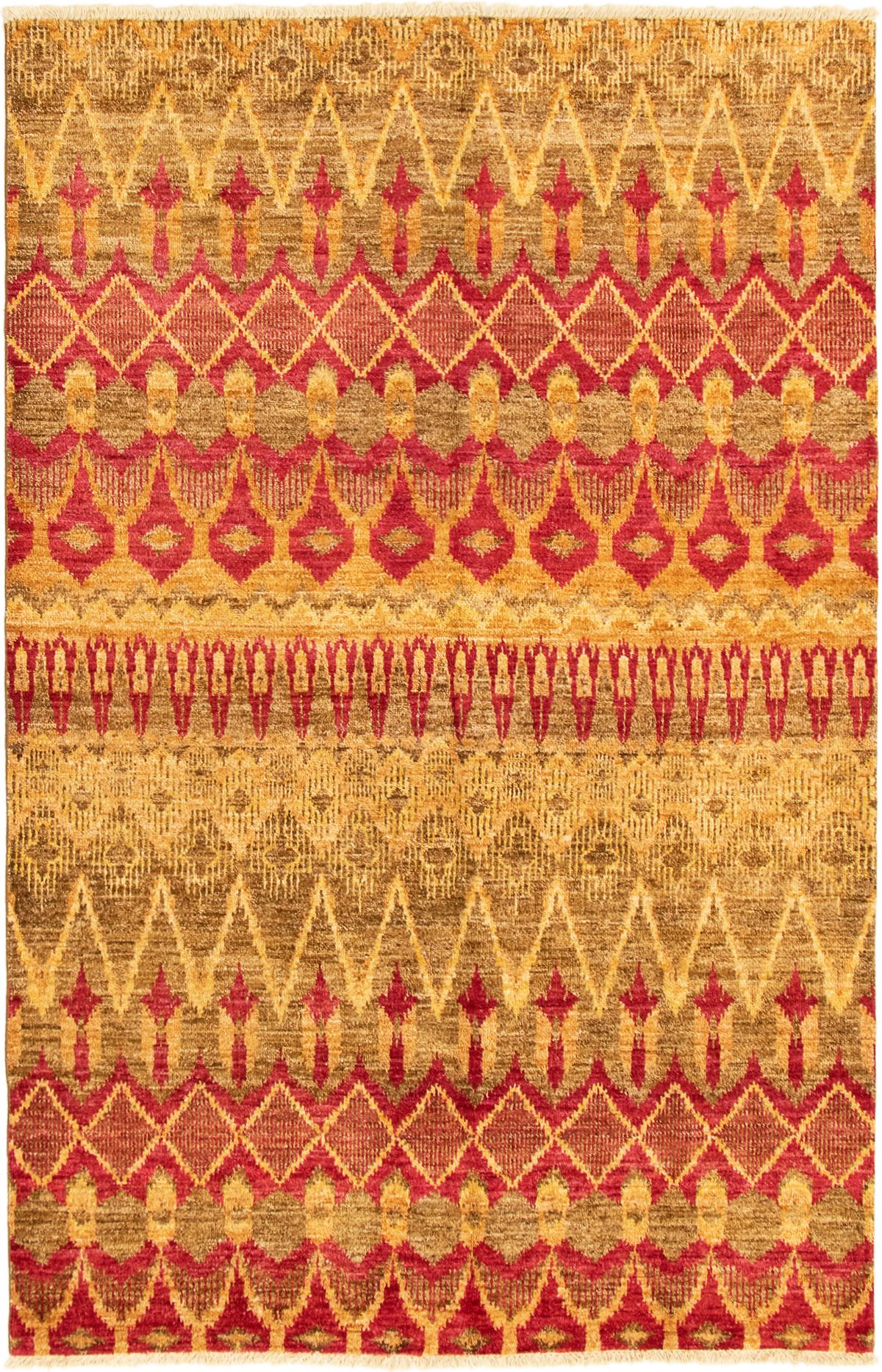 Hand-knotted Shalimar Dark Gold, Red Wool Rug 6'0" x 9'3" Size: 6'0" x 9'3"  