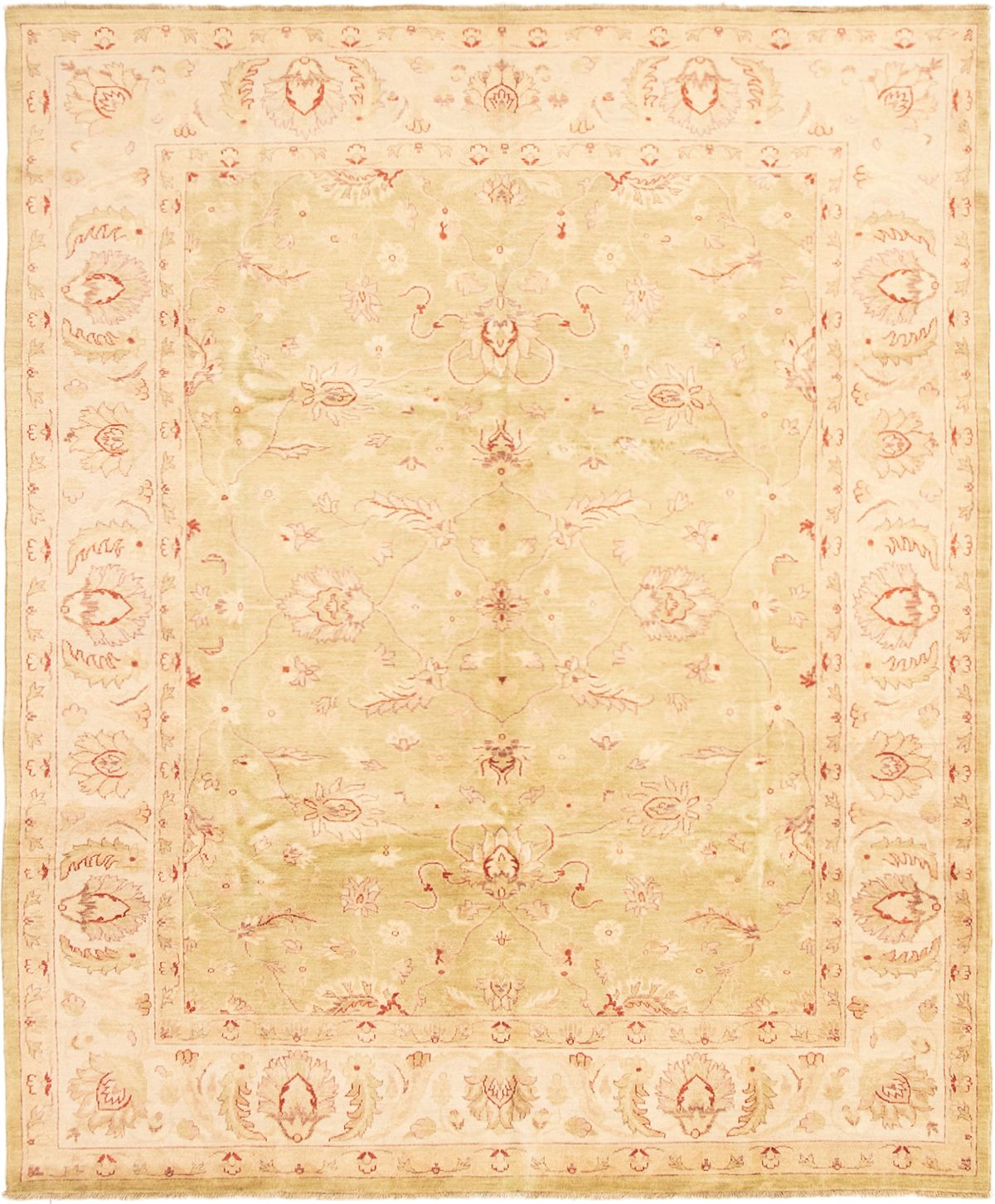 Hand-knotted Chobi Finest Olive Wool Rug 8'0" x 9'10" Size: 8'0" x 9'10"  