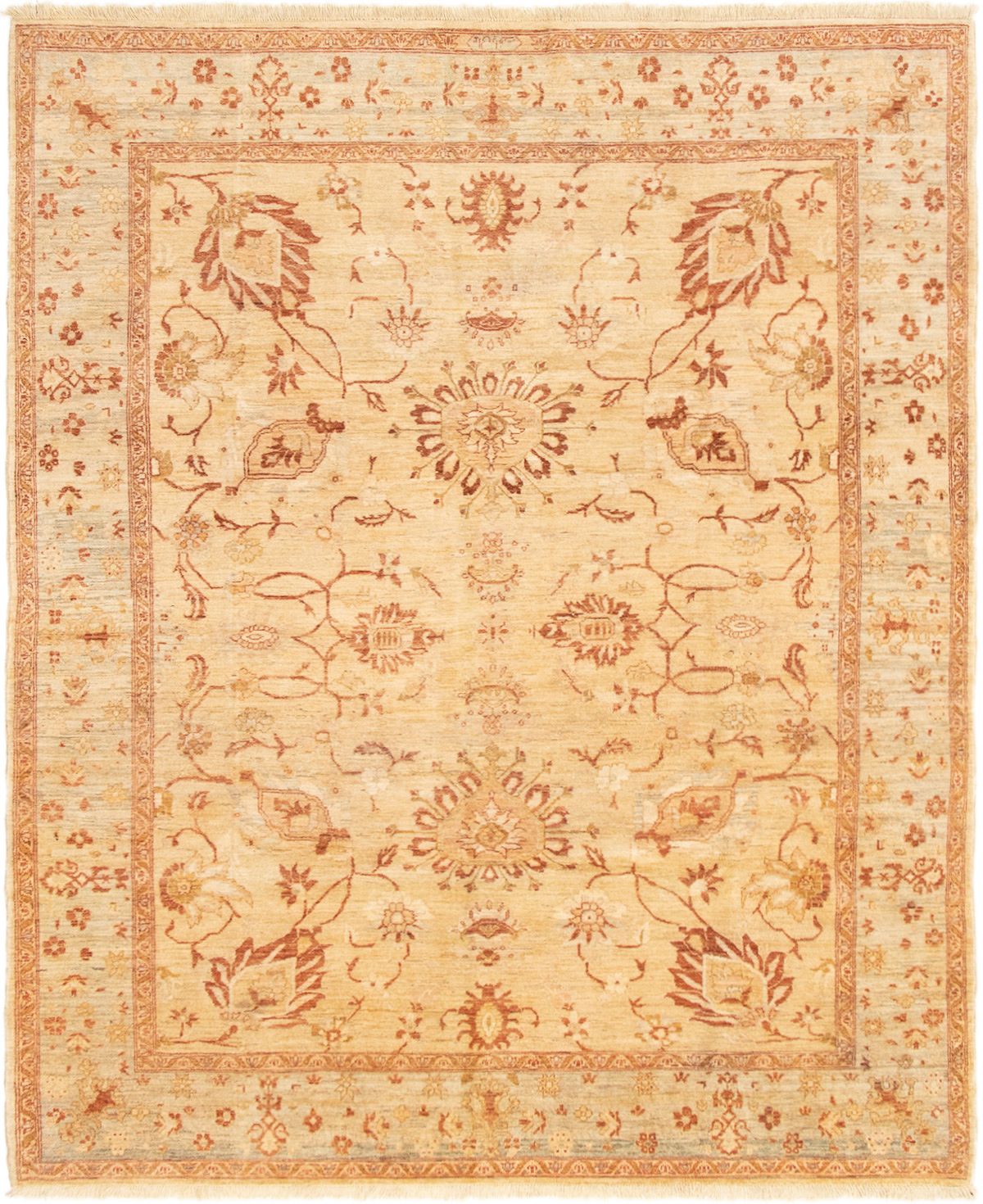 Hand-knotted Chobi Twisted Beige Wool Rug 7'10" x 9'6" Size: 7'10" x 9'6"  