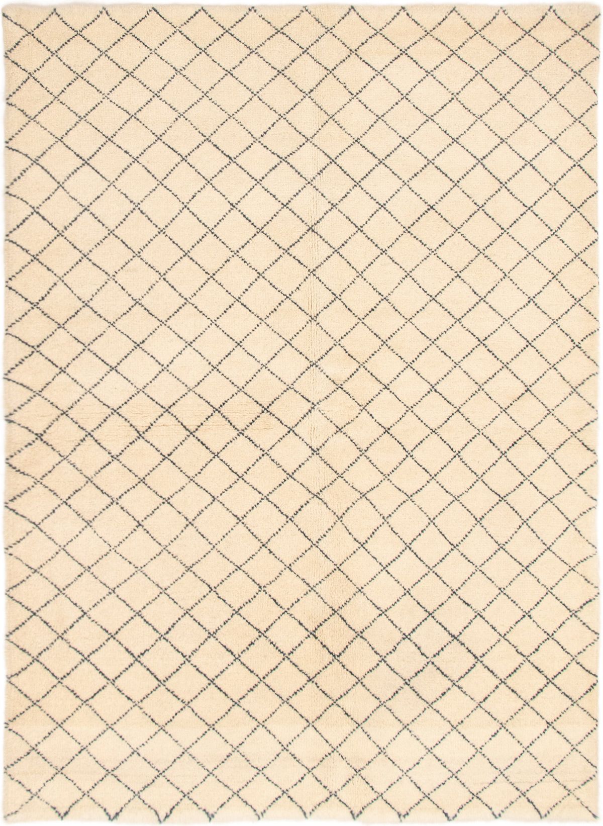 Hand-knotted Arlequin Cream Wool Rug 6'2" x 8'10"  Size: 6'2" x 8'10"  