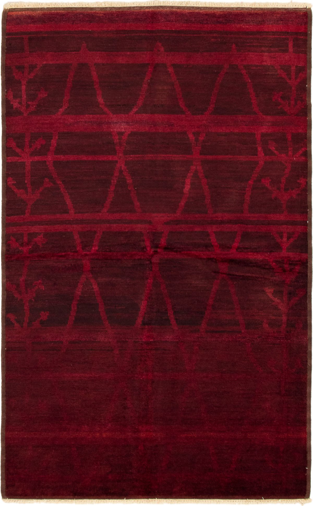 Hand-knotted Vibrance Burgundy, Dark Burgundy Wool Rug 5'4" x 8'4" Size: 5'4" x 8'4"  
