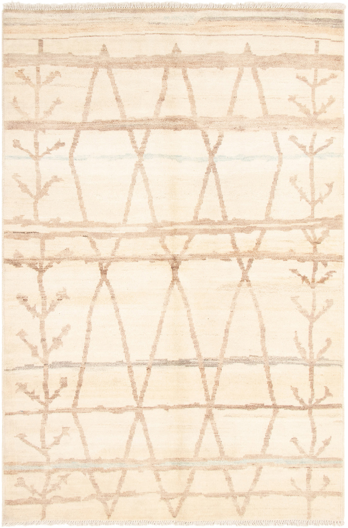 Hand-knotted Tangier Cream Wool Rug 6'2" x 9'2"  Size: 6'2" x 9'2"  