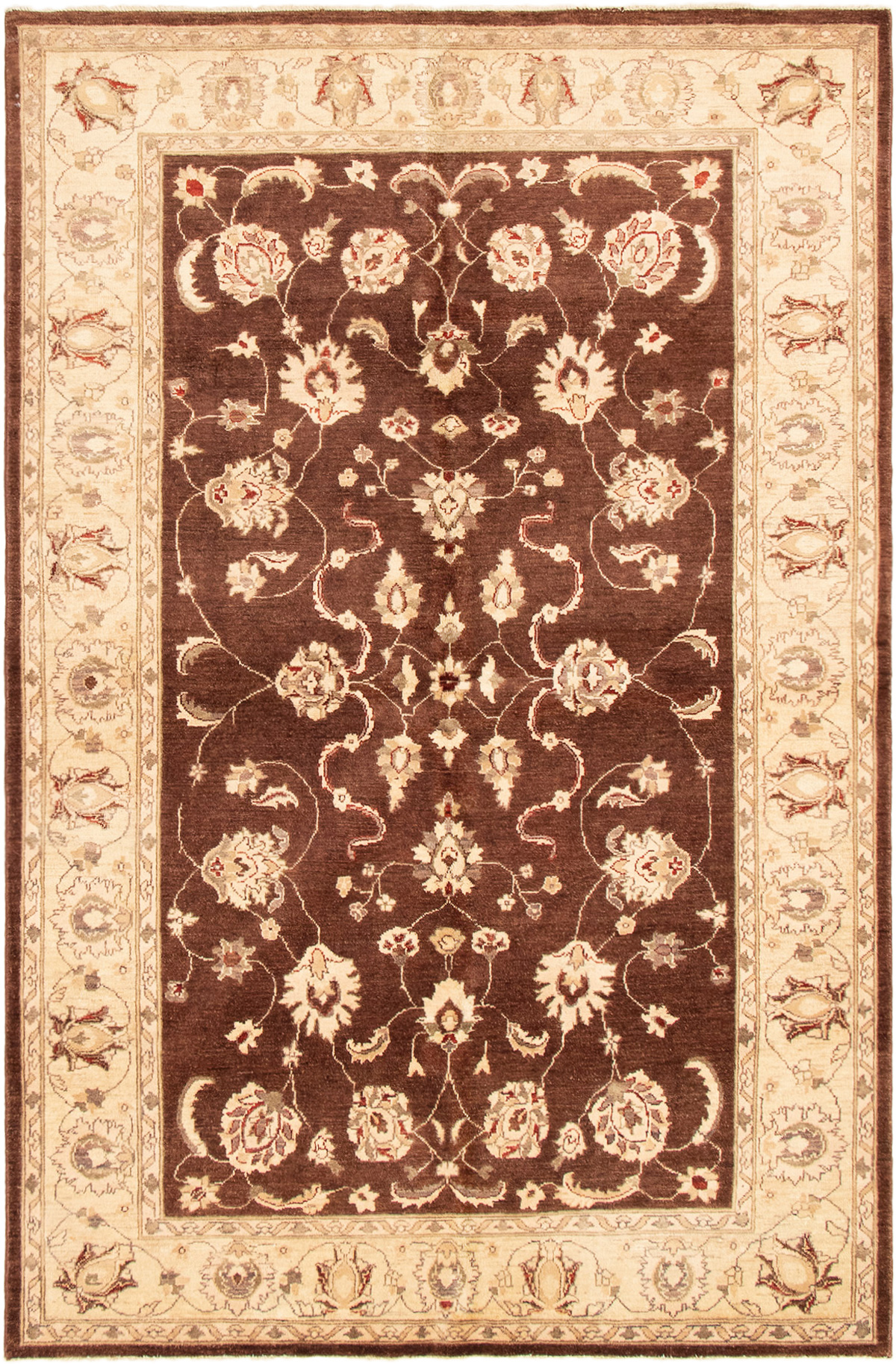 Hand-knotted Chobi Finest Dark Brown Wool Rug 5'10" x 9'0" Size: 5'10" x 9'0"  