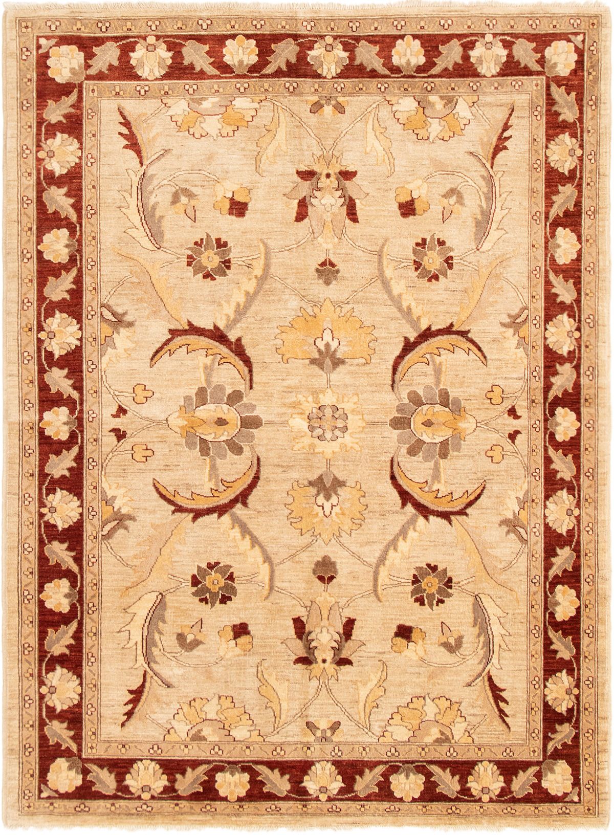 Hand-knotted Chobi Finest Beige Wool Rug 5'10" x 7'10" Size: 5'10" x 7'10"  