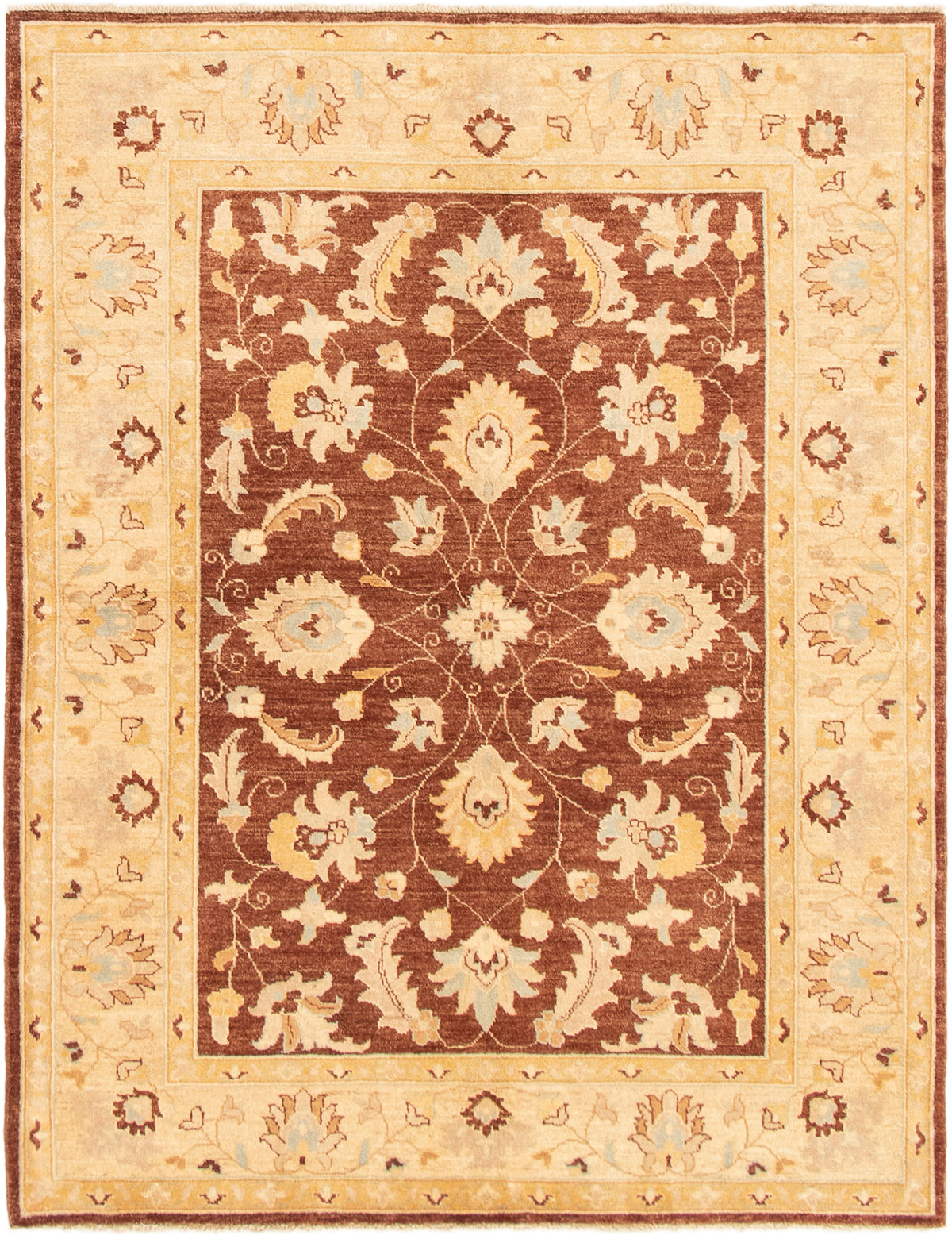 Hand-knotted Peshawar Oushak Brown Wool Rug 5'1" x 7'7" Size: 5'1" x 7'7"  