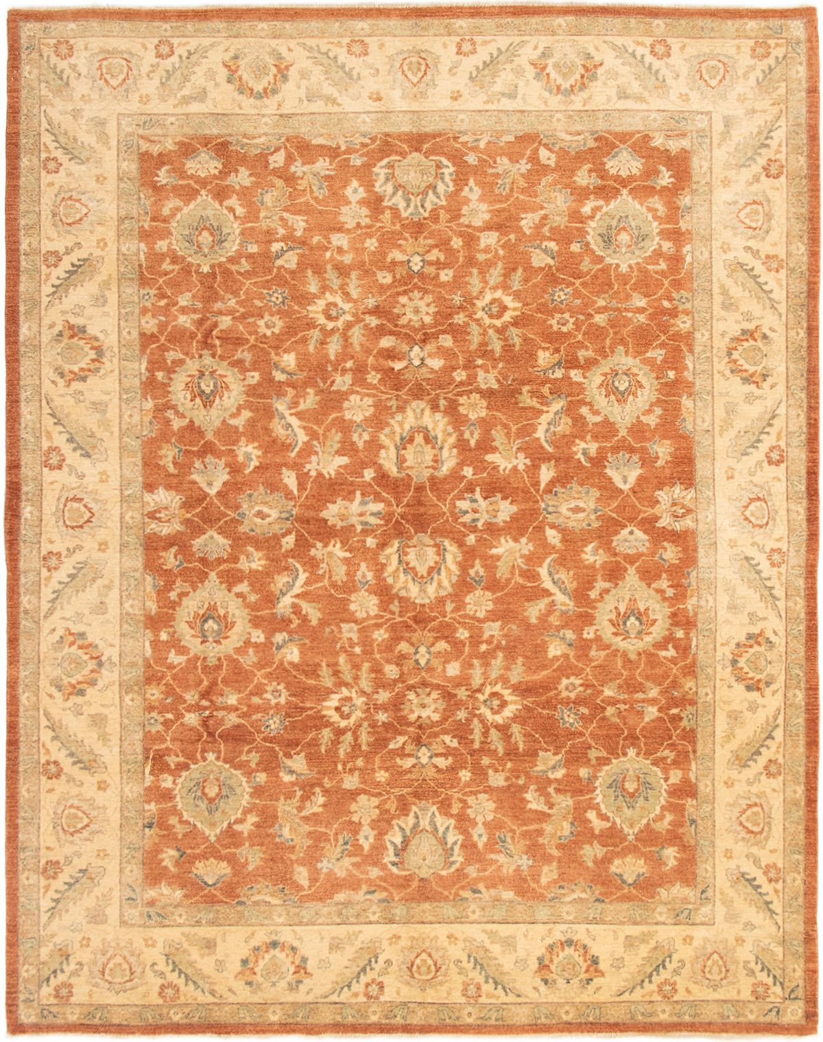 Hand-knotted Peshawar Oushak Copper Wool Rug 8'0" x 11'6" Size: 8'0" x 11'6"  