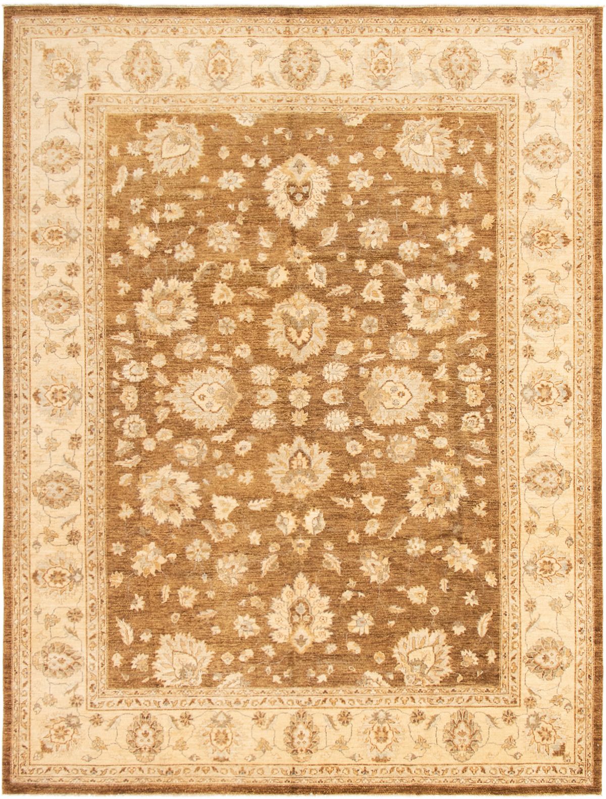 Hand-knotted Peshawar Oushak Brown Wool Rug 9'0" x 11'10" Size: 9'0" x 11'10"  