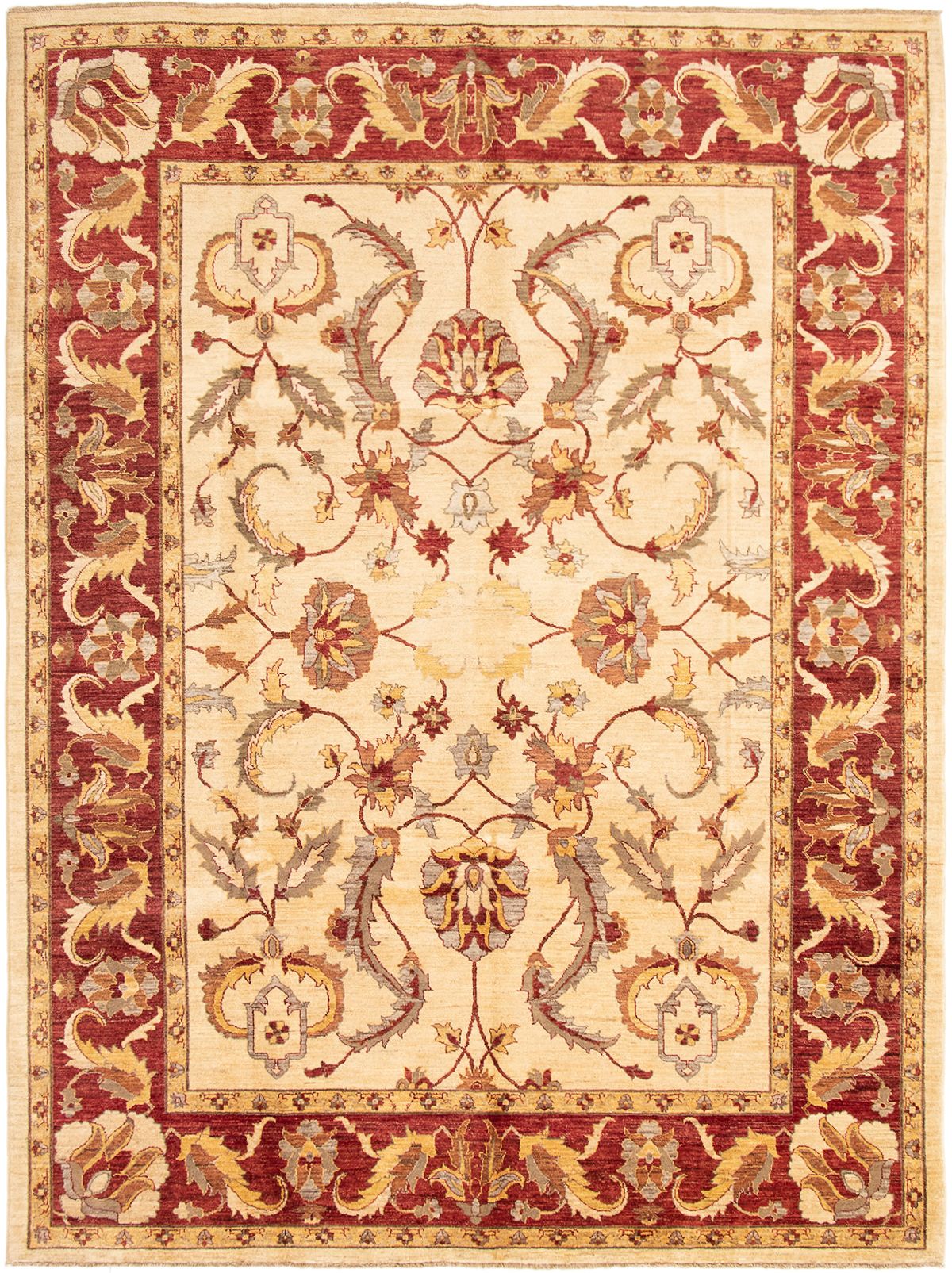Hand-knotted Chobi Finest Cream Wool Rug 8'10" x 11'10"  Size: 8'10" x 11'10"  