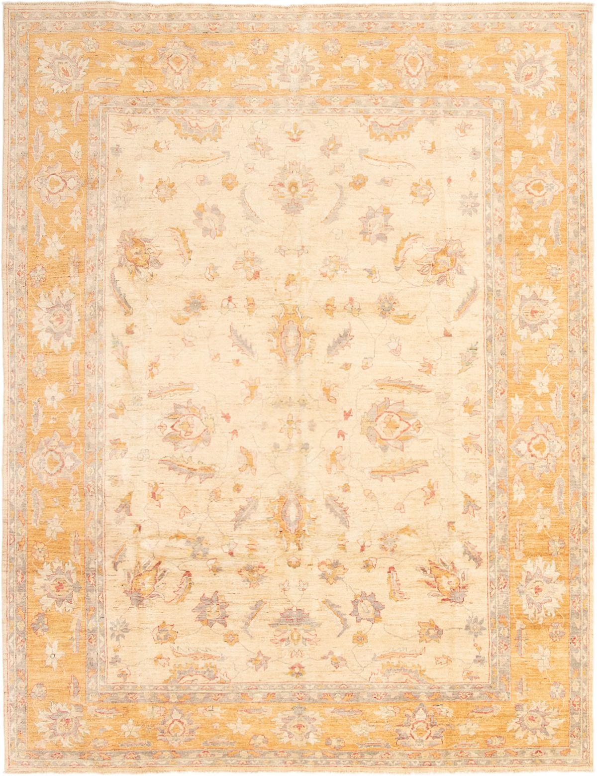 Hand-knotted Chobi Finest Ivory Wool Rug 9'3" x 11'10" Size: 9'3" x 11'10"  