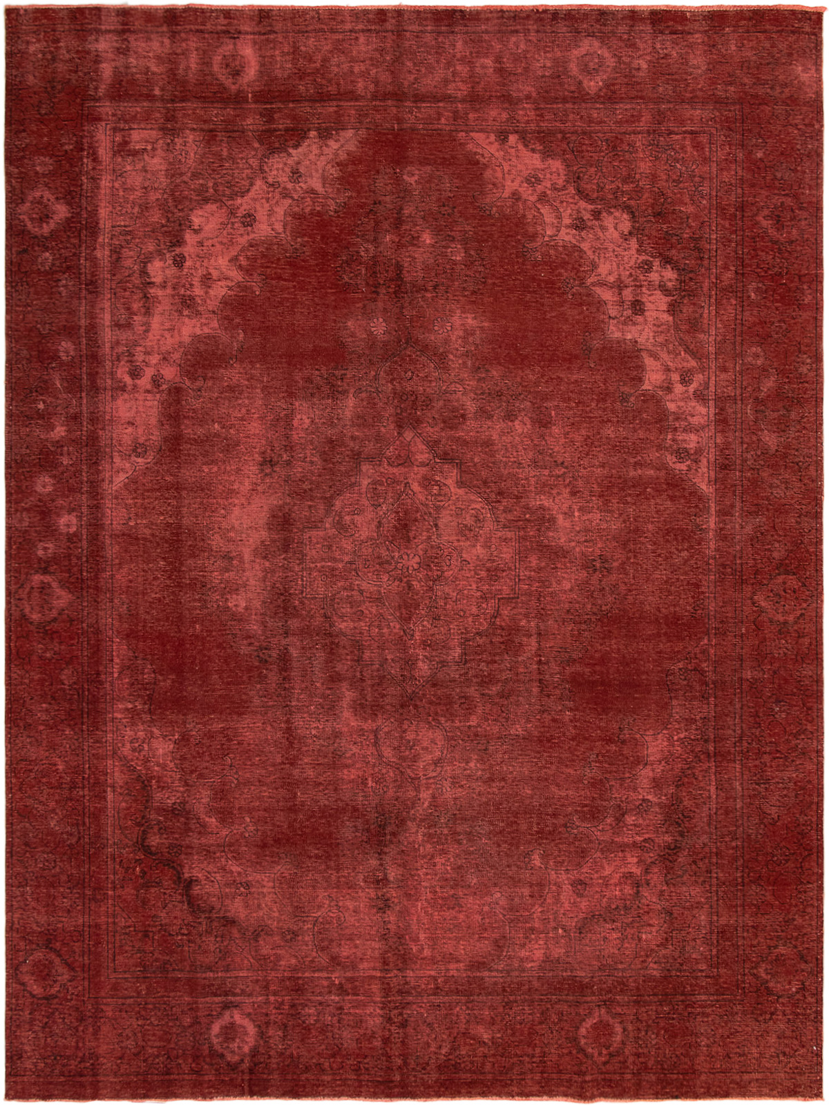 Hand-knotted Color Transition Dark Red Wool Rug 9'0" x 12'0" Size: 9'0" x 12'0"  