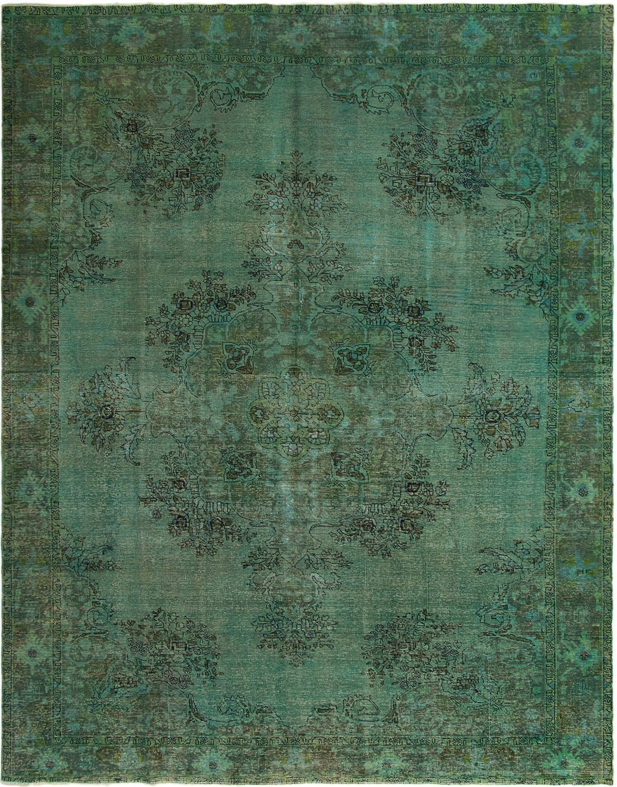 Hand-knotted Color Transition Teal Wool Rug 9'6" x 12'1" Size: 9'6" x 12'1"  