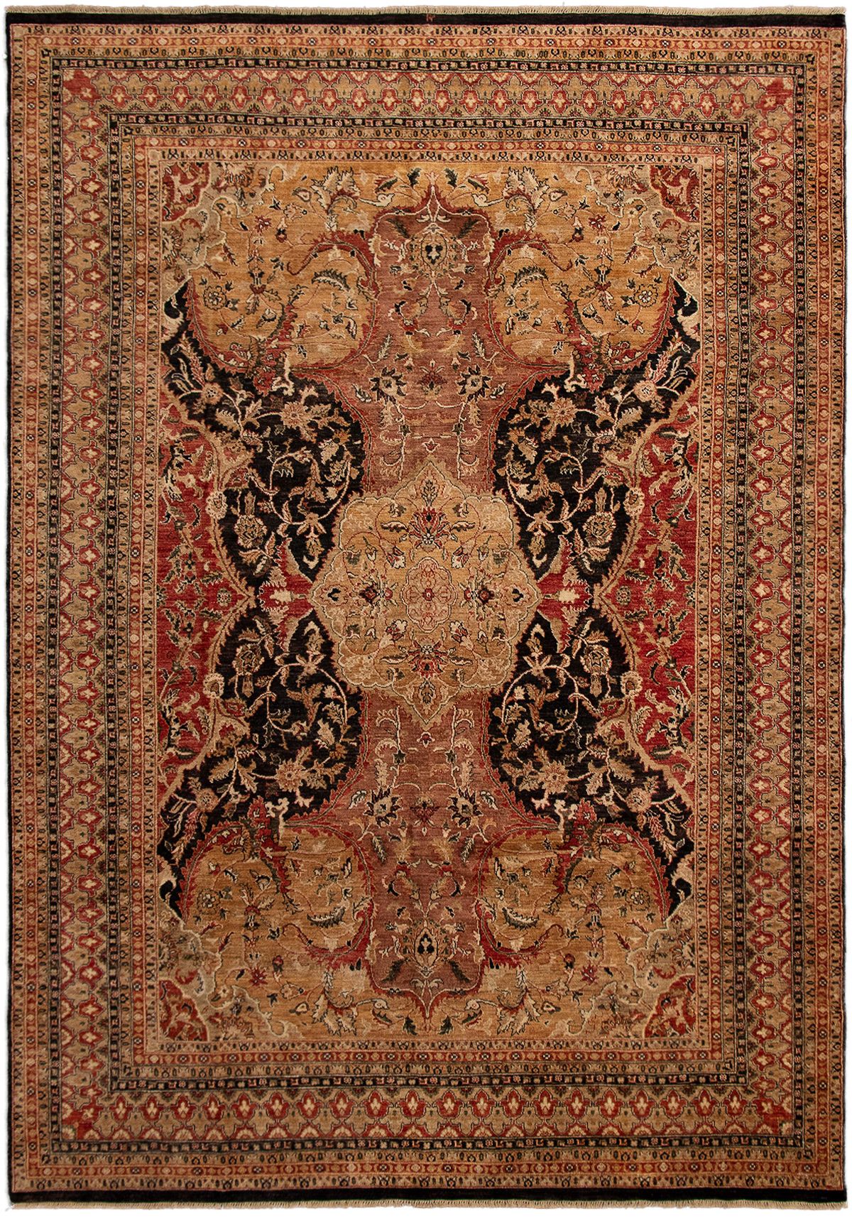 Hand-knotted Jamshidpour Brown, Light Brown Wool Rug 9'8" x 13'10" Size: 9'8" x 13'10"  