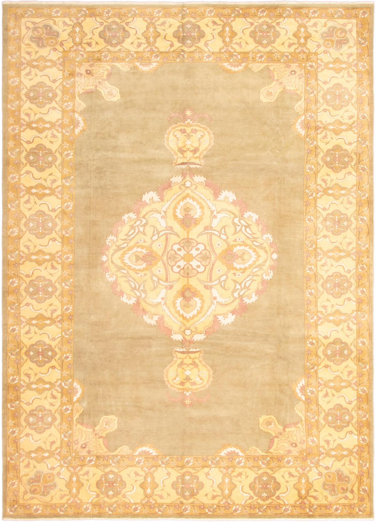 Hand-knotted Chobi Twisted Olive Wool Rug 10'2" x 14'0" Size: 10'2" x 14'0"  