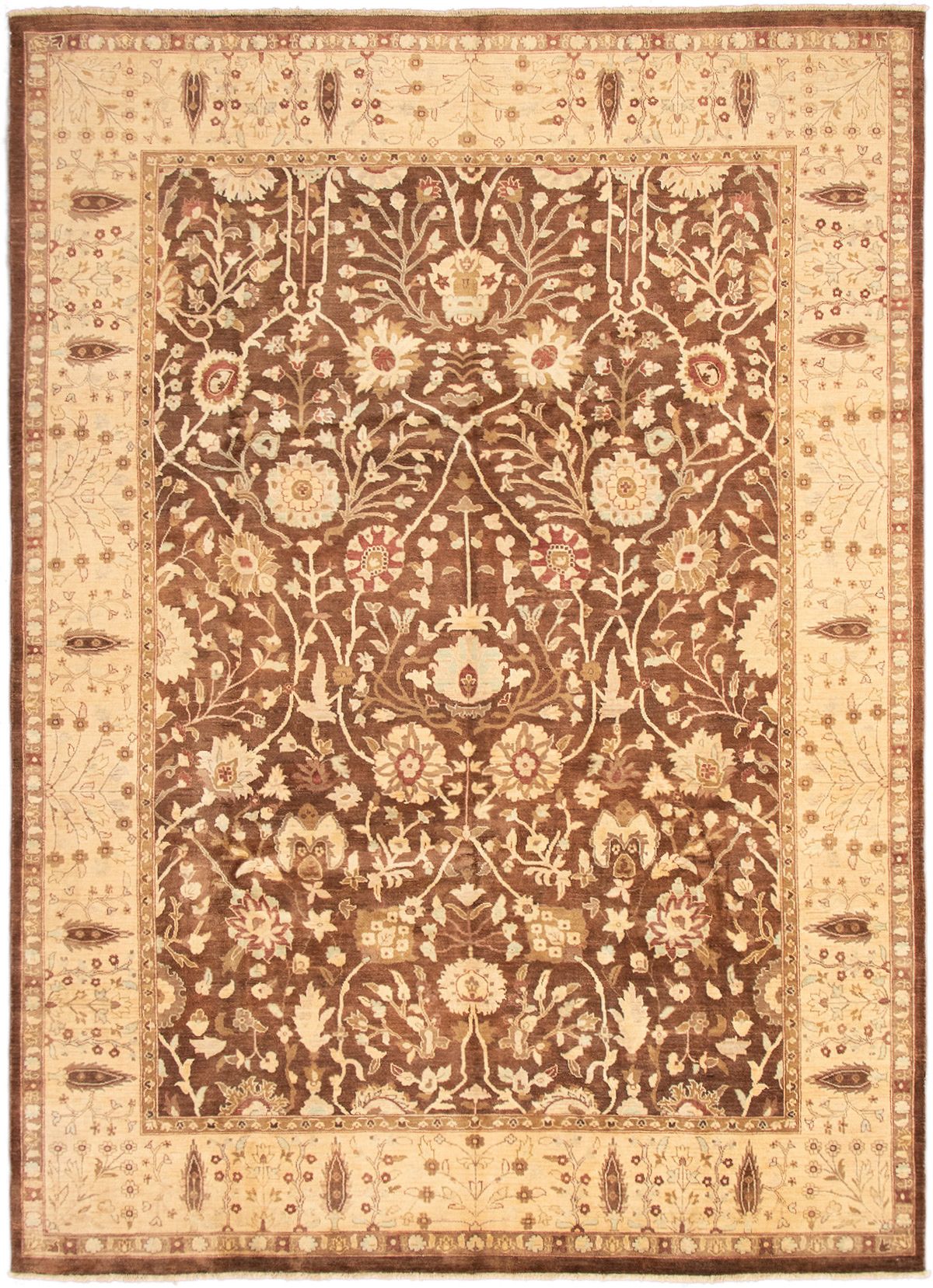 Hand-knotted Peshawar Oushak Brown Wool Rug 9'10" x 13'7" Size: 9'10" x 13'7"  