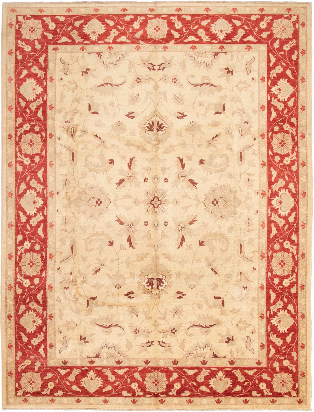 Hand-knotted Chobi Finest Cream Wool Rug 9'0" x 11'10" Size: 9'0" x 11'10"  